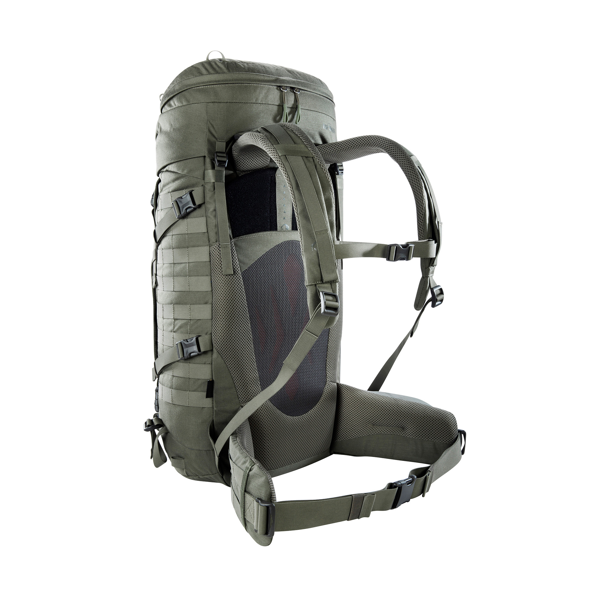 Tasche, Rucksack, Tatonka Pyrox 45+10 BC stone grey olive grau Trekkingrucksäcke - Ansicht seitlich-hinten