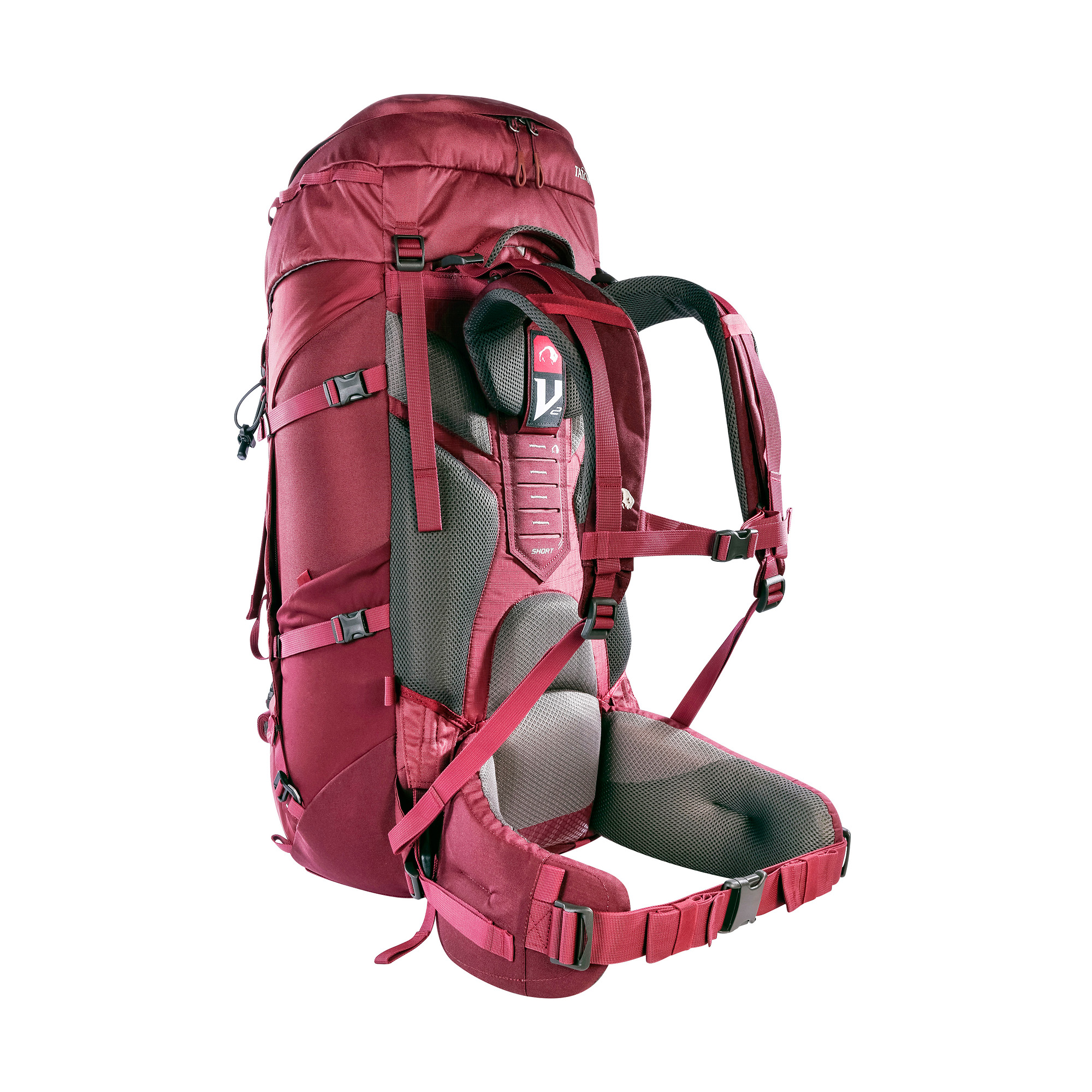 Tatonka Yukon 50+10 Women bordeaux red /dahlia Trekkingrucksäcke - Ansicht seitlich-hinten Tasche, Rucksack, Tatonka Yukon 50+10 Women bordeaux red /dahlia Trekkingrucksäcke - Ansicht seitlich-hinten