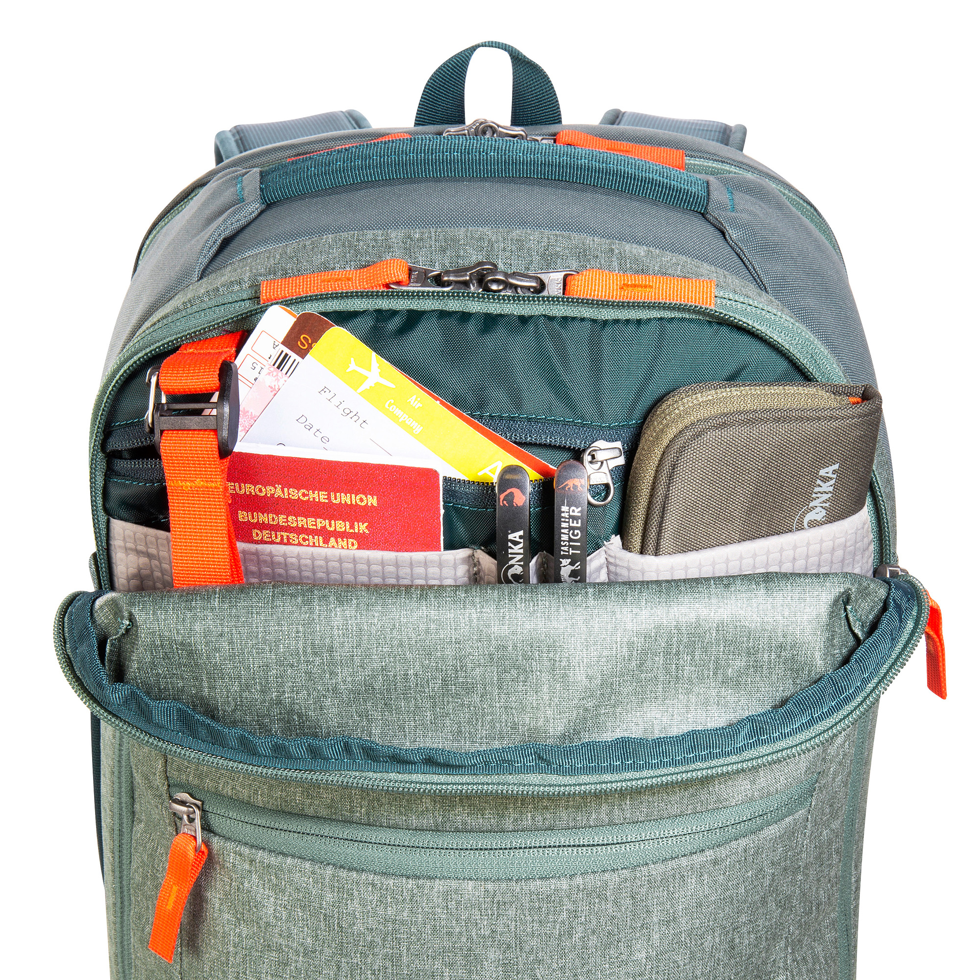 Tasche, Erste Hilfe, Rucksack, Tatonka Flightcase 27 sage green grün Reiserucksäcke - Detailansicht