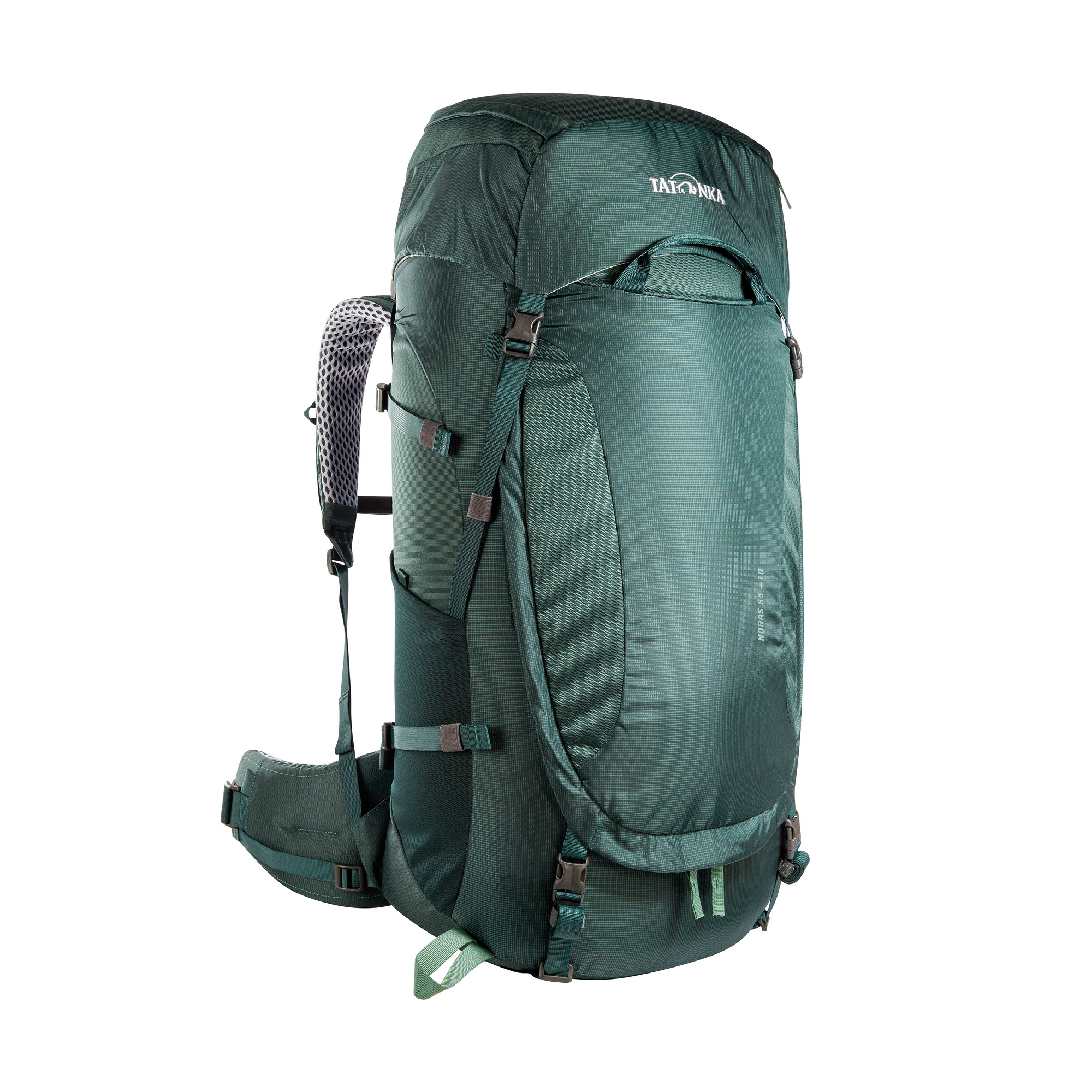 Tatonka Noras 65+10 jasper grün Trekkingrucksäcke - Ansicht seitlich-vorne Tasche, Rucksack, Tatonka Noras 65+10 jasper grün Trekkingrucksäcke - Ansicht seitlich-vorne