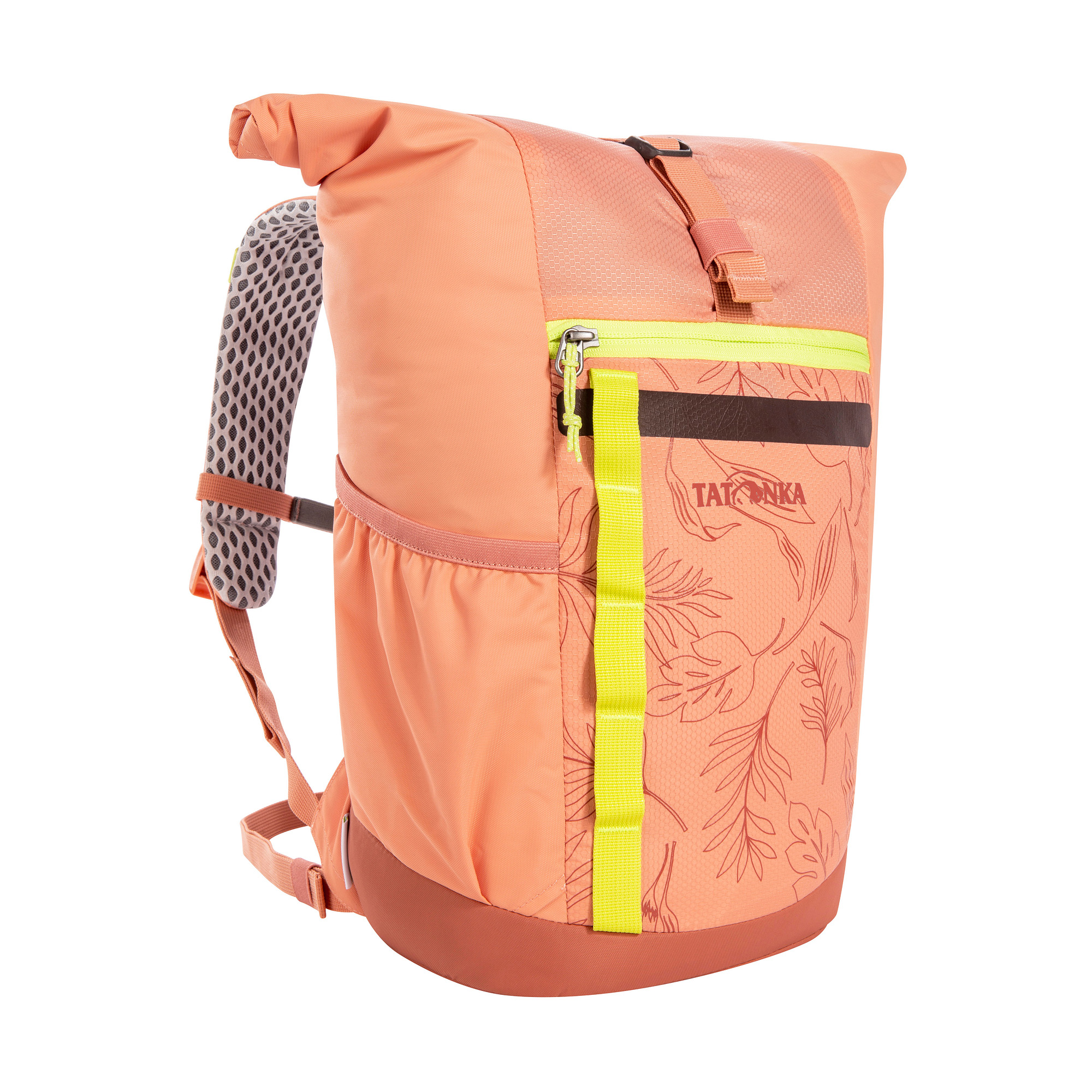 Tatonka Rolltop Pack JR 14 apricot gelb Kinderrucksäcke - Ansicht seitlich-vorne Tasche, Rucksack, Tatonka Rolltop Pack JR 14 apricot gelb Kinderrucksäcke - Ansicht seitlich-vorne