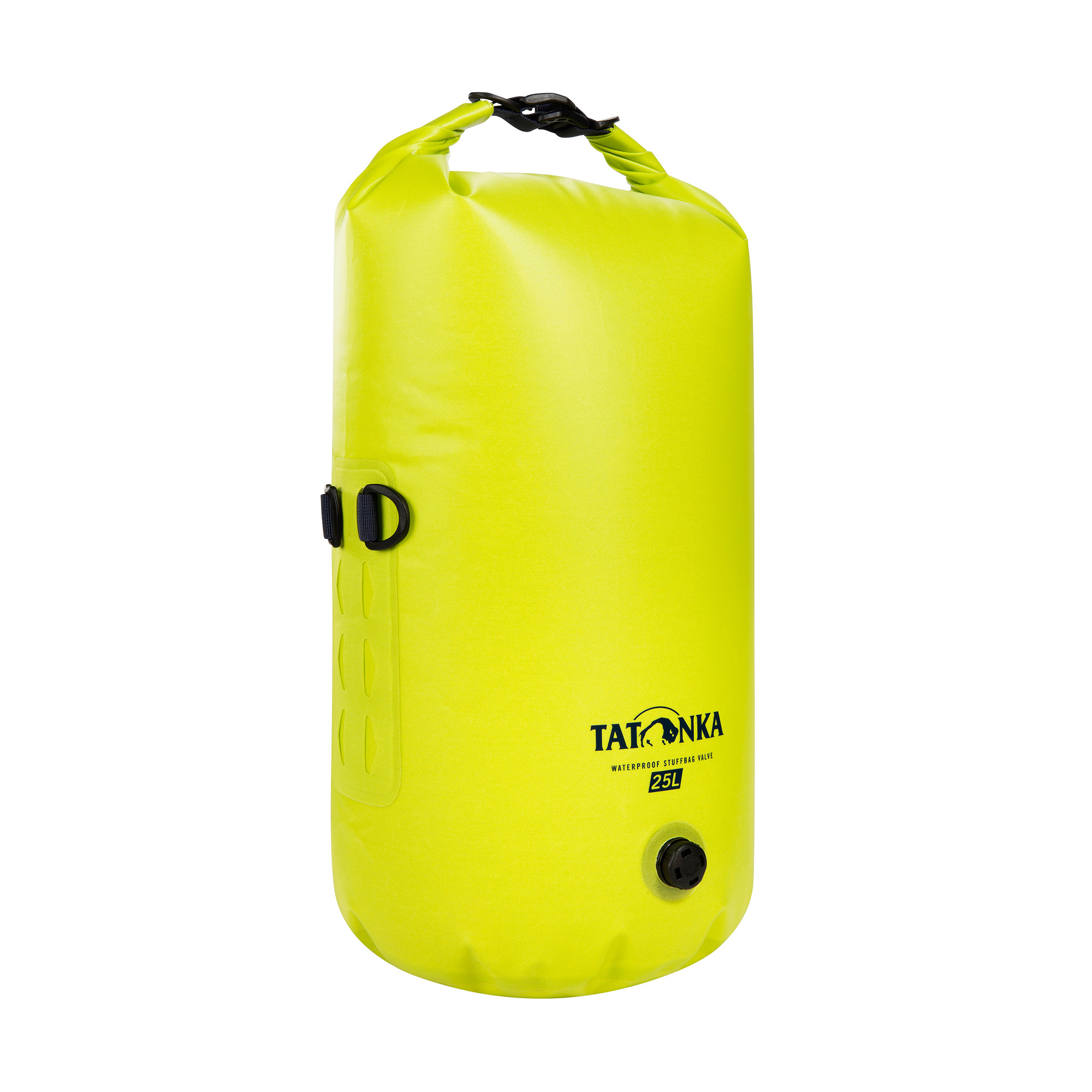 Tatonka WP Stuffbag Valve 25l lime gelb Reisezubehör - Ansicht seitlich-vorne Tasche, Zubehör, Handtasche, Tatonka WP Stuffbag Valve 25l lime gelb Reisezubehör - Ansicht seitlich-vorne