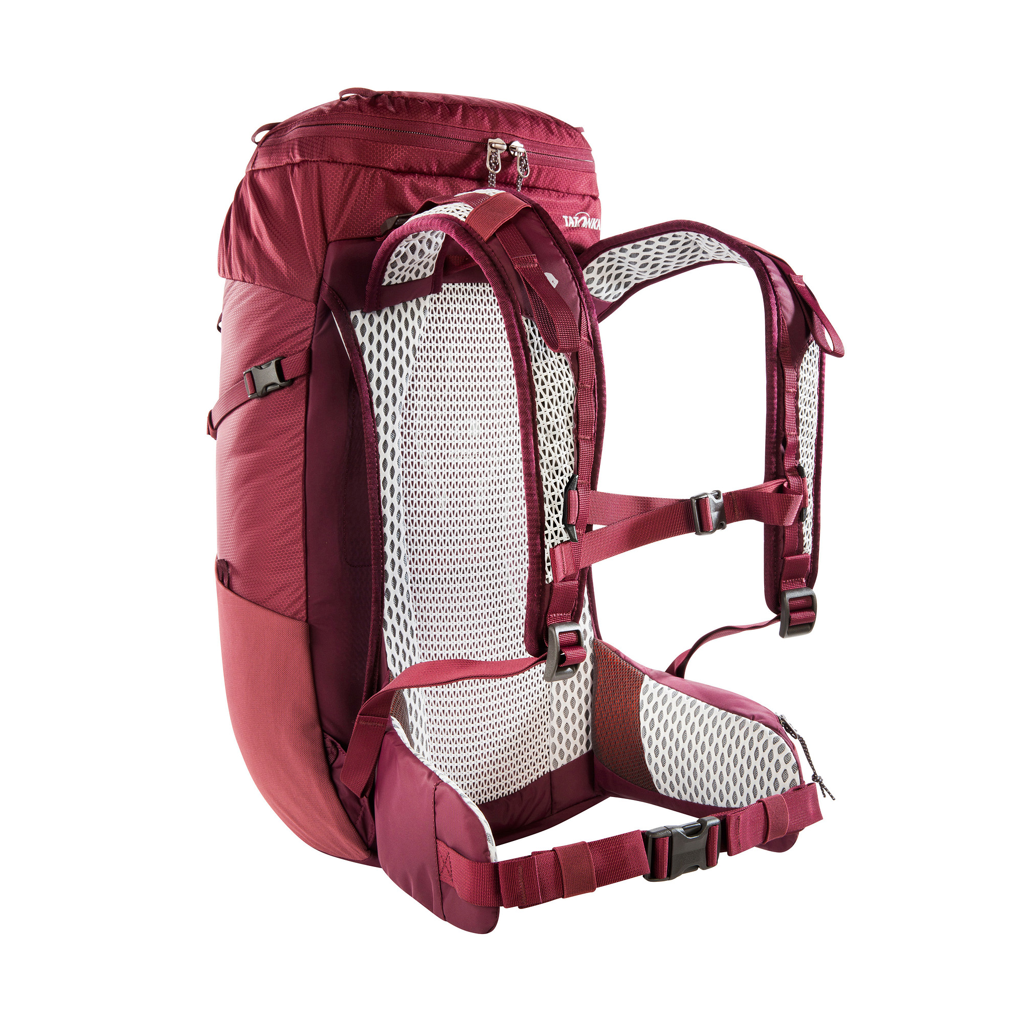 Tatonka Hike Pack 25 Women bordeaux red rot Wanderrucksäcke - Ansicht seitlich-hinten Tasche, Rucksack, Tatonka Hike Pack 25 Women bordeaux red rot Wanderrucksäcke - Ansicht seitlich-hinten