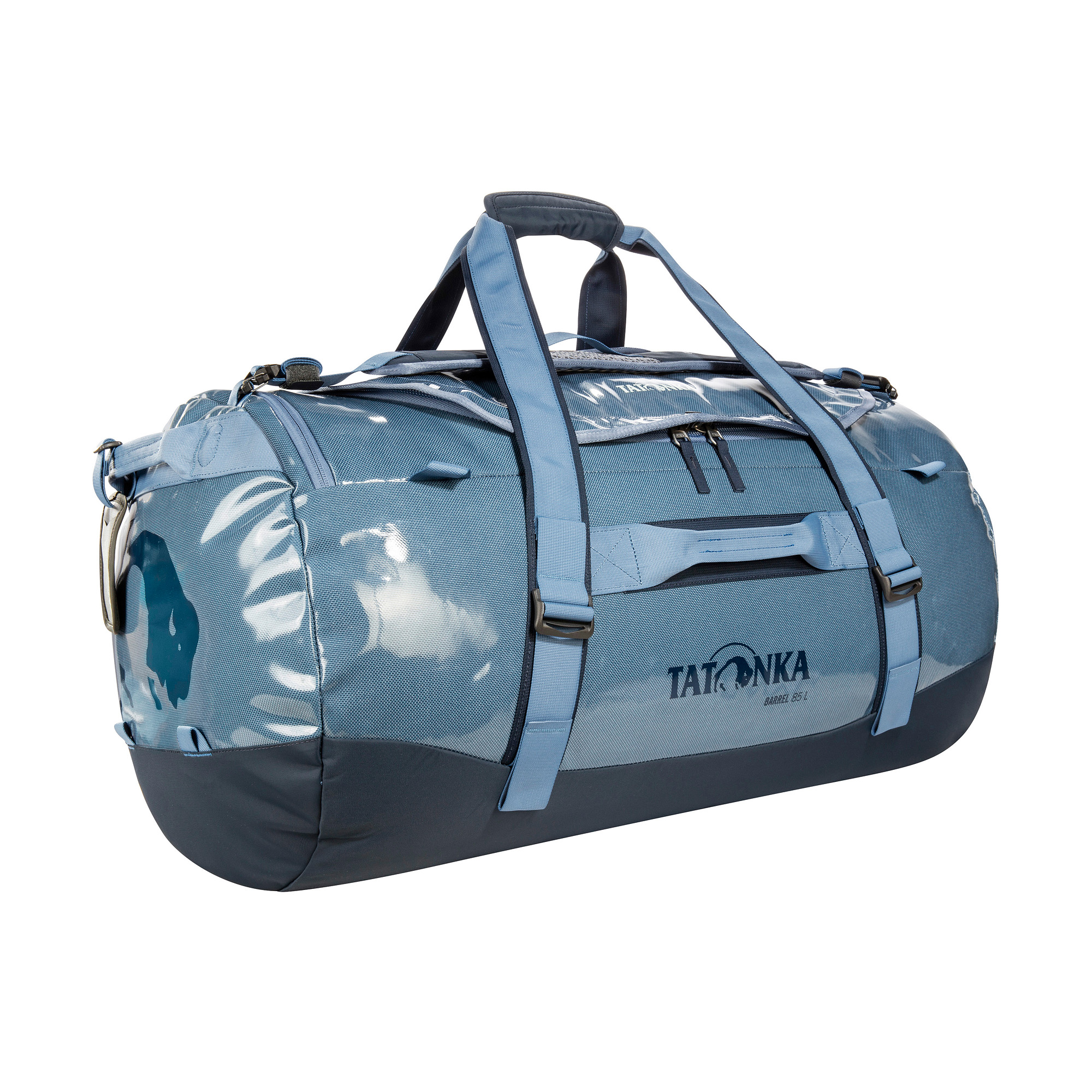 Tatonka Barrel 85 elemental blue blau Reisetaschen - Ansicht seitlich-vorne Gepäck, Tatonka Barrel 85 elemental blue blau Reisetaschen - Ansicht seitlich-vorne