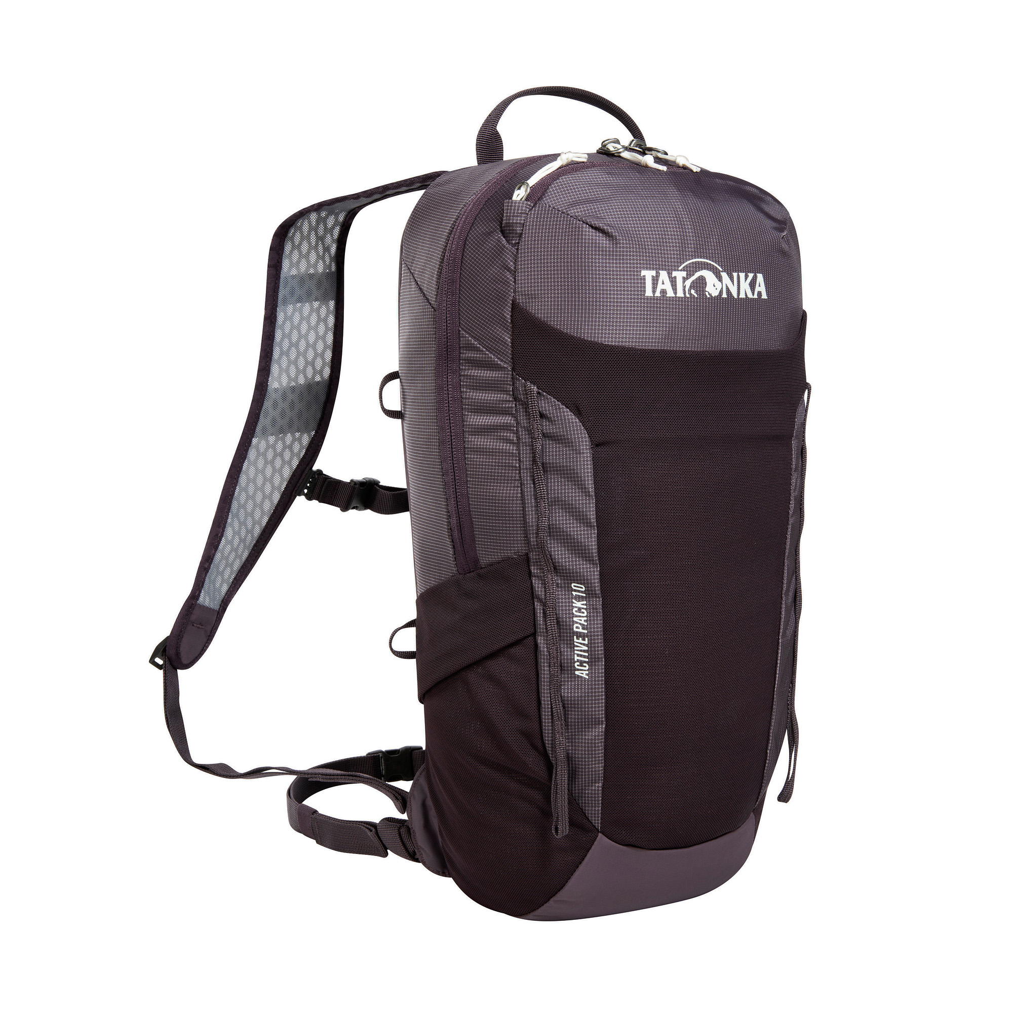 Tatonka Active Pack 10 midnight plum lila Tagesrucksäcke - Ansicht seitlich-vorne Tasche, Rucksack, Tatonka Active Pack 10 midnight plum lila Tagesrucksäcke - Ansicht seitlich-vorne