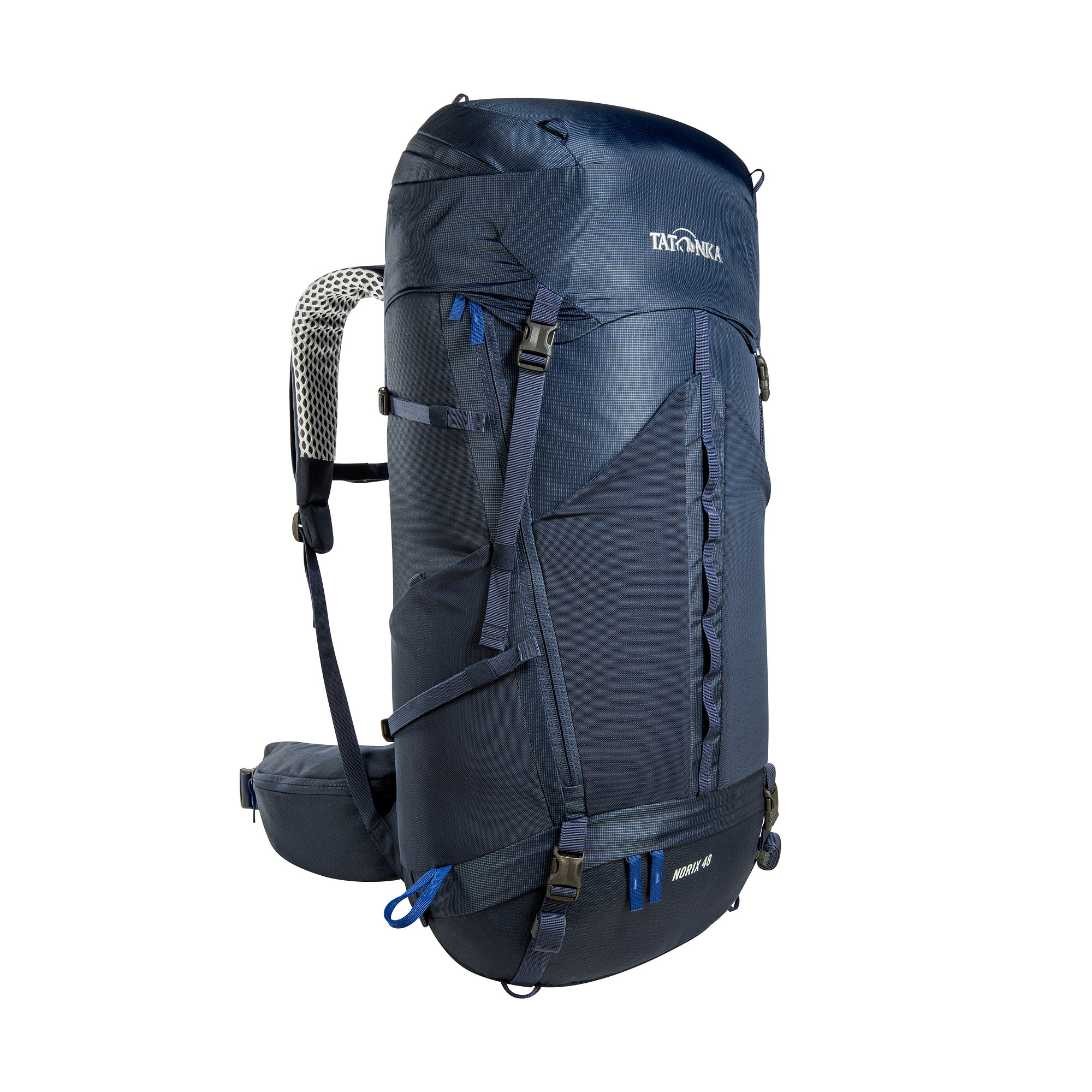 Tatonka Norix 48 navy blau Trekkingrucksäcke - Ansicht seitlich-vorne Tasche, Rucksack, Tatonka Norix 48 navy blau Trekkingrucksäcke - Ansicht seitlich-vorne