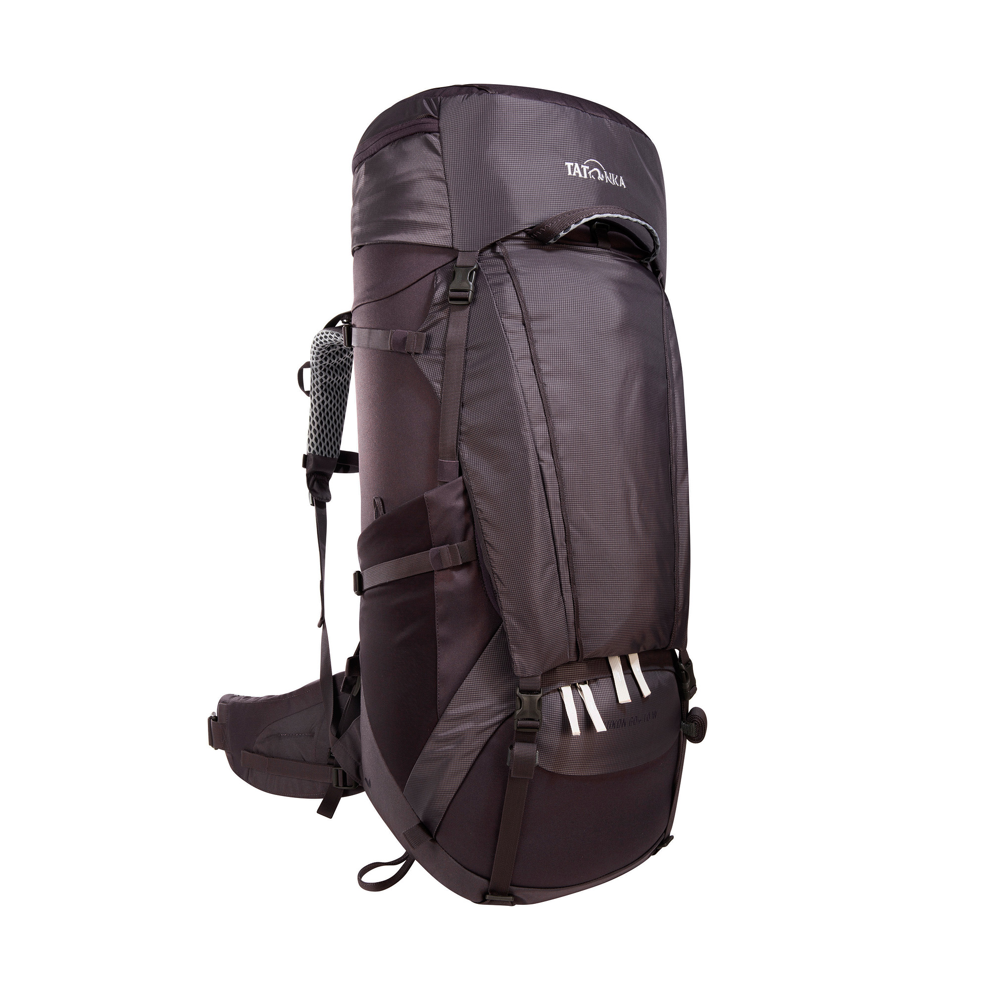 Tatonka Yukon 60+10 Women midnight plum lila Trekkingrucksäcke - Ansicht seitlich-vorne Tasche, Rucksack, Tatonka Yukon 60+10 Women midnight plum lila Trekkingrucksäcke - Ansicht seitlich-vorne