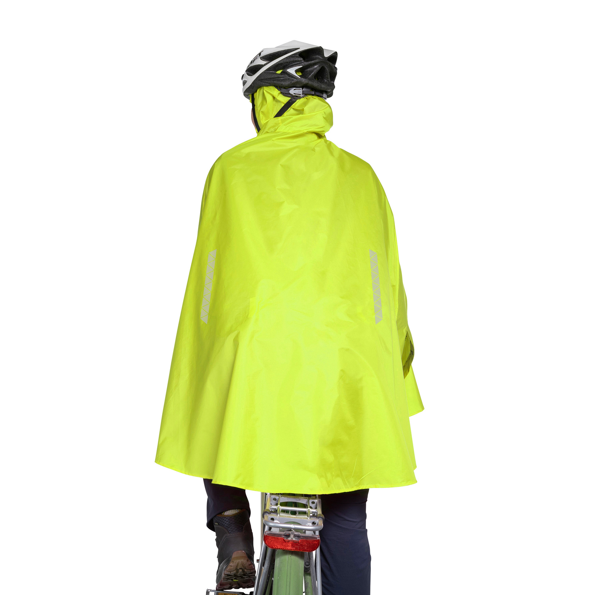Tatonka Bike Poncho safety yellow gelb Regenponchos - Ansicht frontal-hinten Mantel, Helm, Erwachsener, Mann, Person, Tatonka Bike Poncho safety yellow gelb Regenponchos - Ansicht frontal-hinten