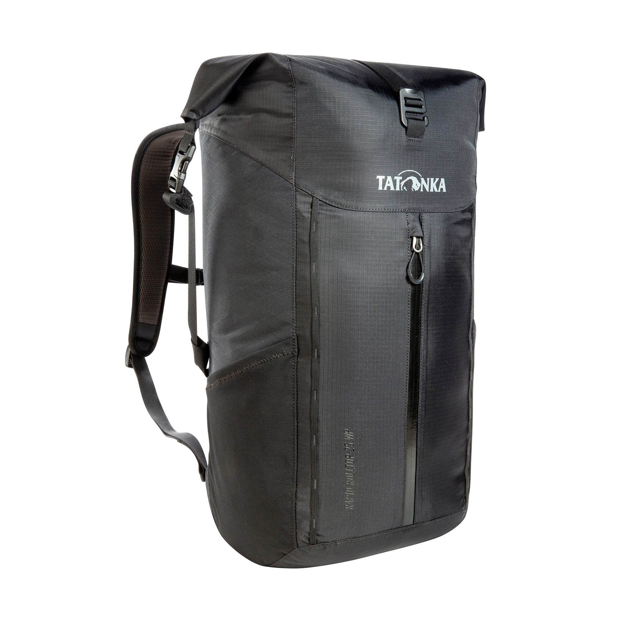 Tasche, Rucksack, Tatonka Rapid Rolltop 25 WP black schwarz Tagesrucksäcke - Ansicht seitlich-vorne