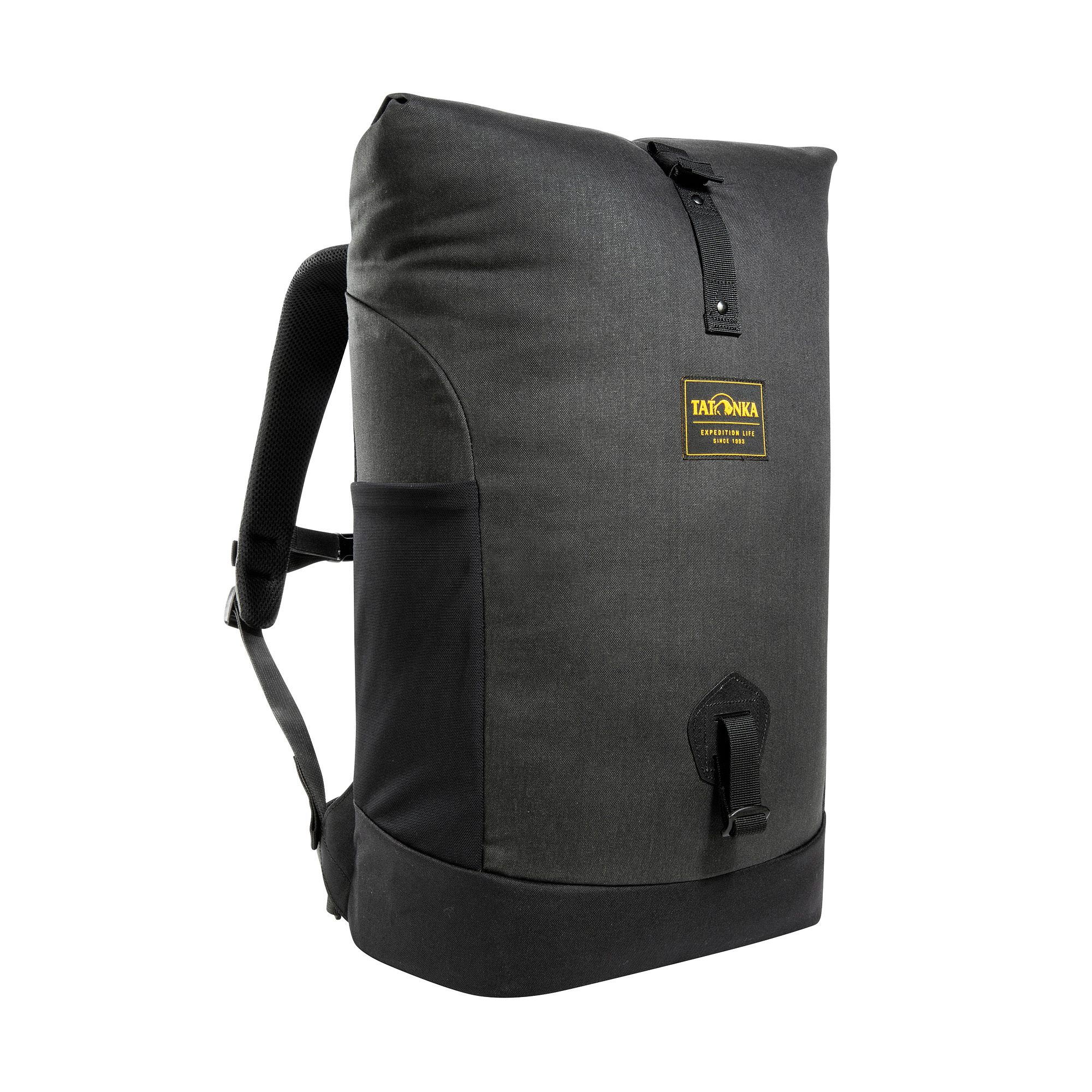 Tatonka Grip Rolltop Pack 25 Kapok black schwarz Tagesrucksäcke - Ansicht seitlich-vorne Tasche, Rucksack, Tatonka Grip Rolltop Pack 25 Kapok black schwarz Tagesrucksäcke - Ansicht seitlich-vorne