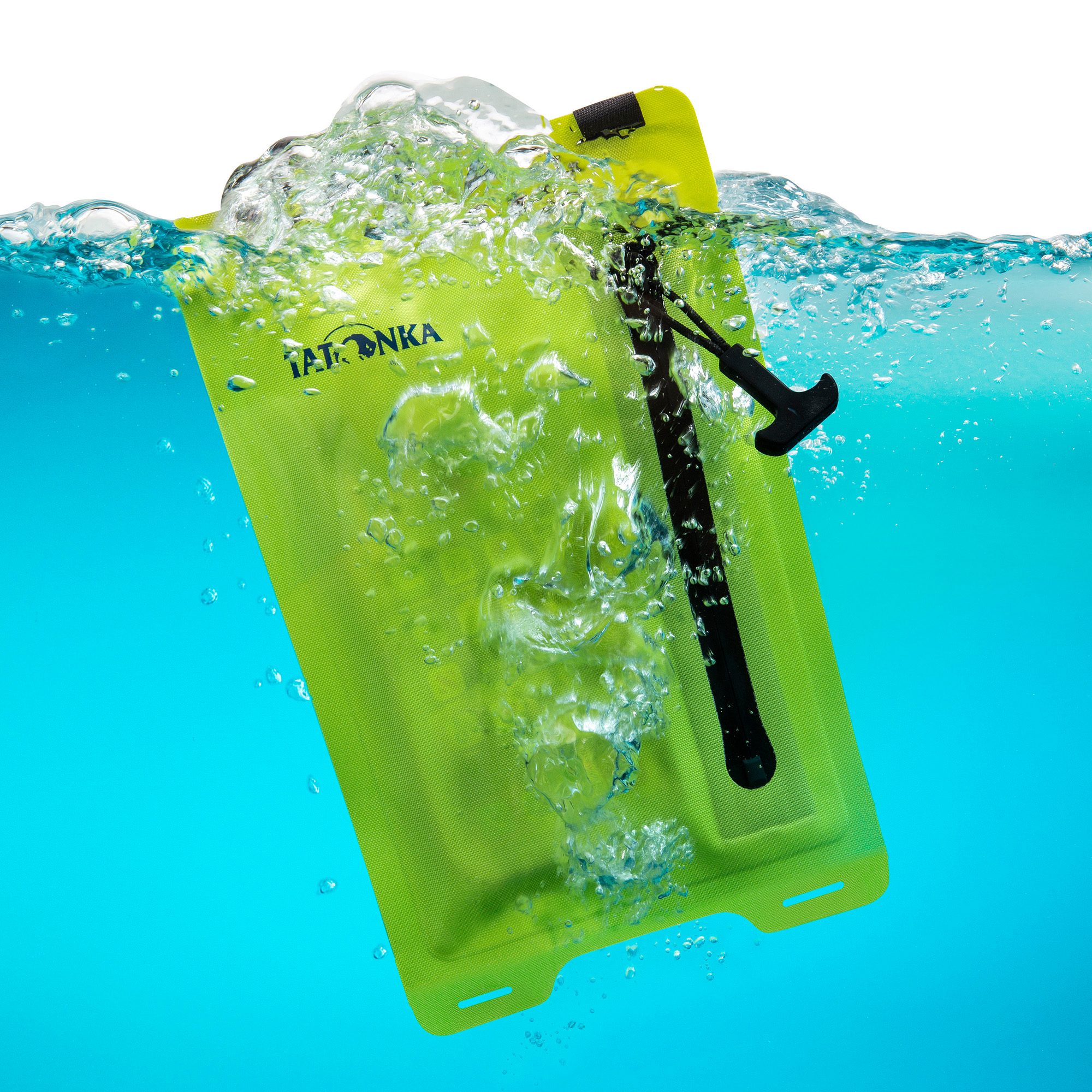 Notfall-Powers, Triton, Luftdicht, Schwimmbar, Bade-Lauf, Tatonka WP Zip Neck Pouch M lime gelb - Detailansicht