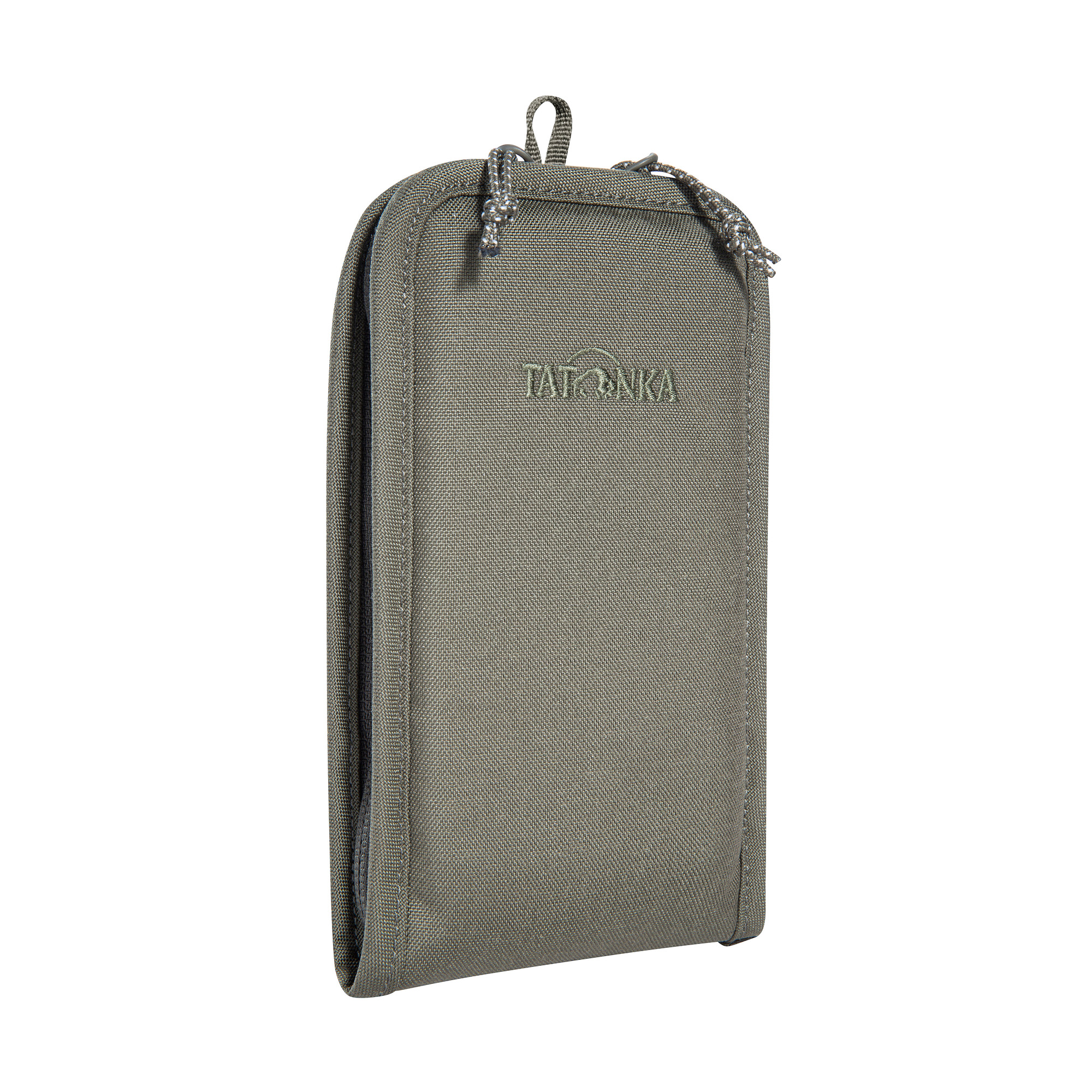 case, Beutel, Reißverschluss, Grau, Tatonka, Tatonka Smartphone Pouch 6,9" BC stone grey olive grau - Ansicht seitlich-vorne