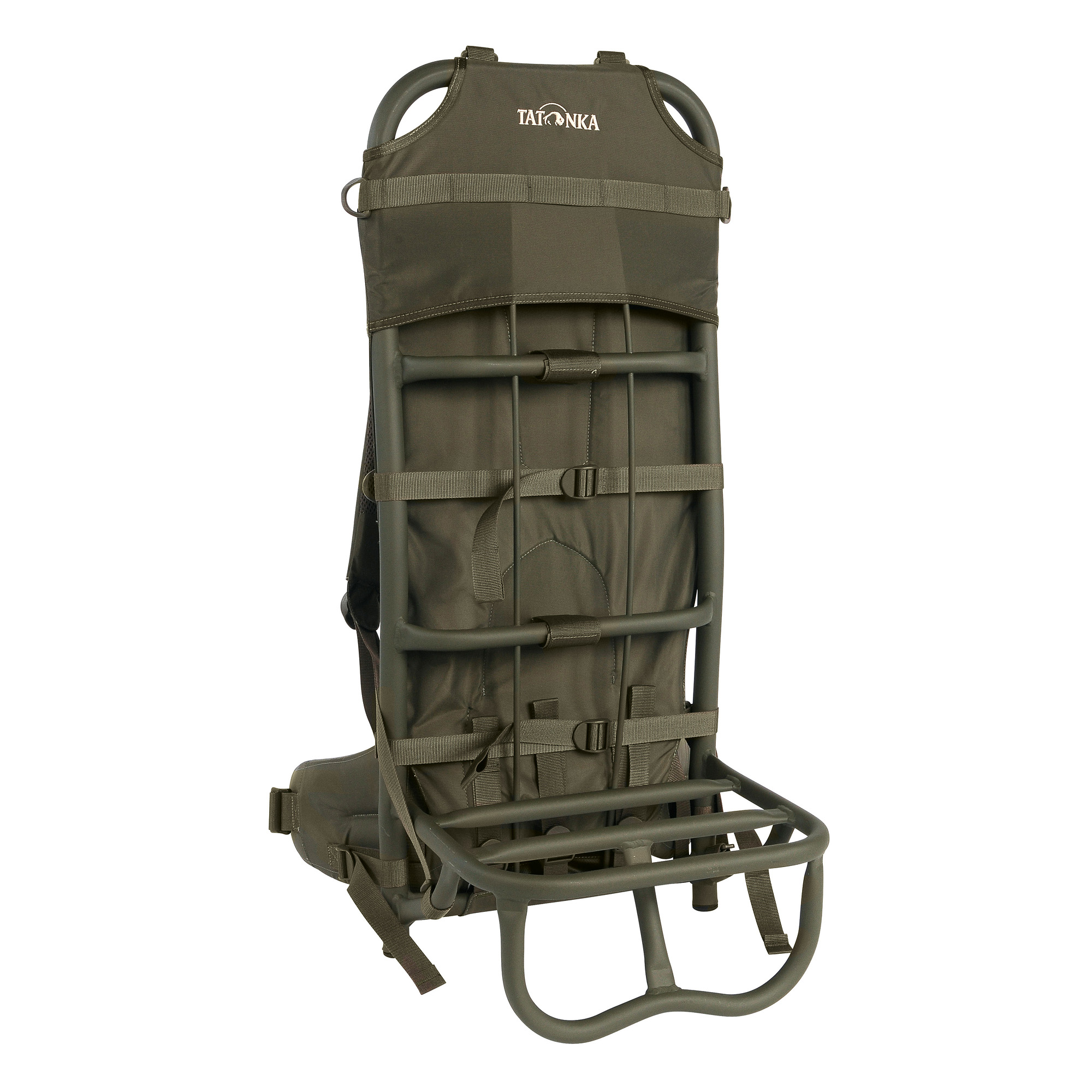Tatonka Lastenkraxe olive grün Trekkingrucksäcke - Ansicht seitlich-vorne Tasche, Rucksack, Tatonka Lastenkraxe olive grün Trekkingrucksäcke - Ansicht seitlich-vorne