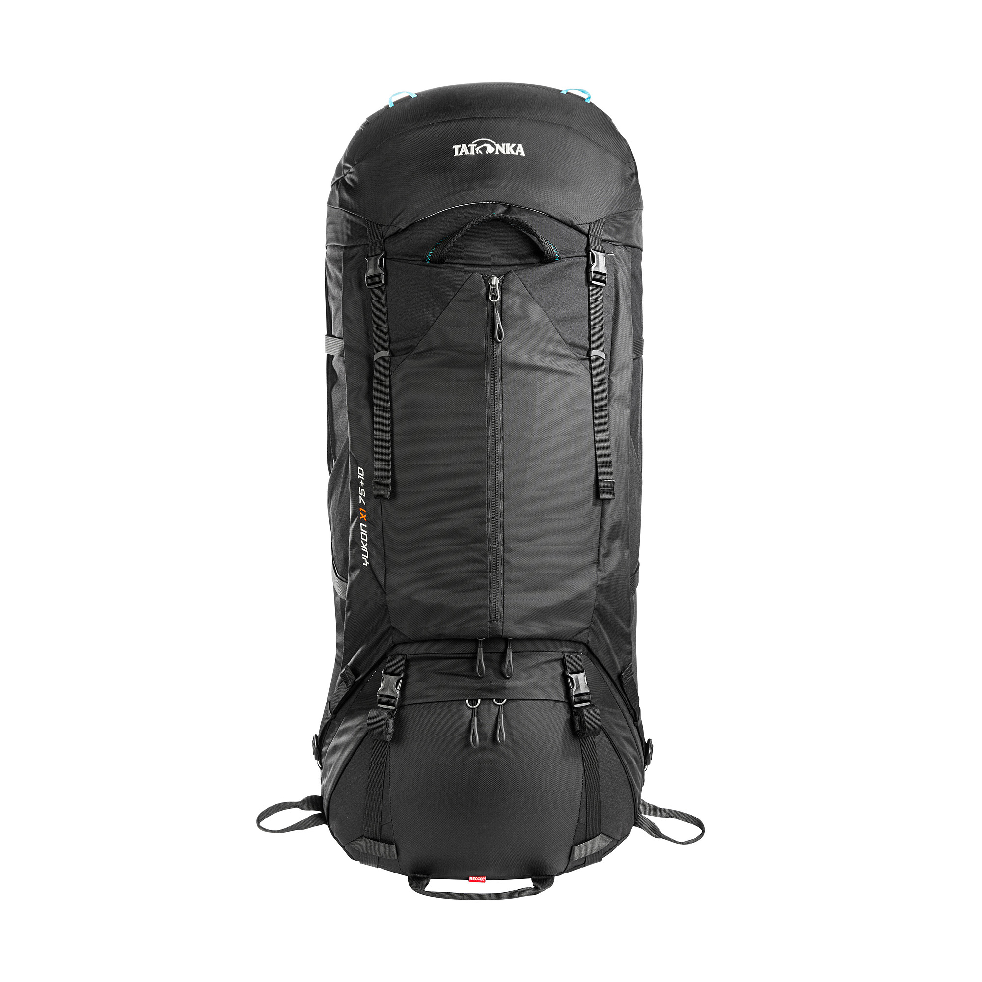 Tatonka Yukon X1 75+10 black schwarz Trekkingrucksäcke - Ansicht frontal-vorne Tasche, Rucksack, Tatonka Yukon X1 75+10 black schwarz Trekkingrucksäcke - Ansicht frontal-vorne