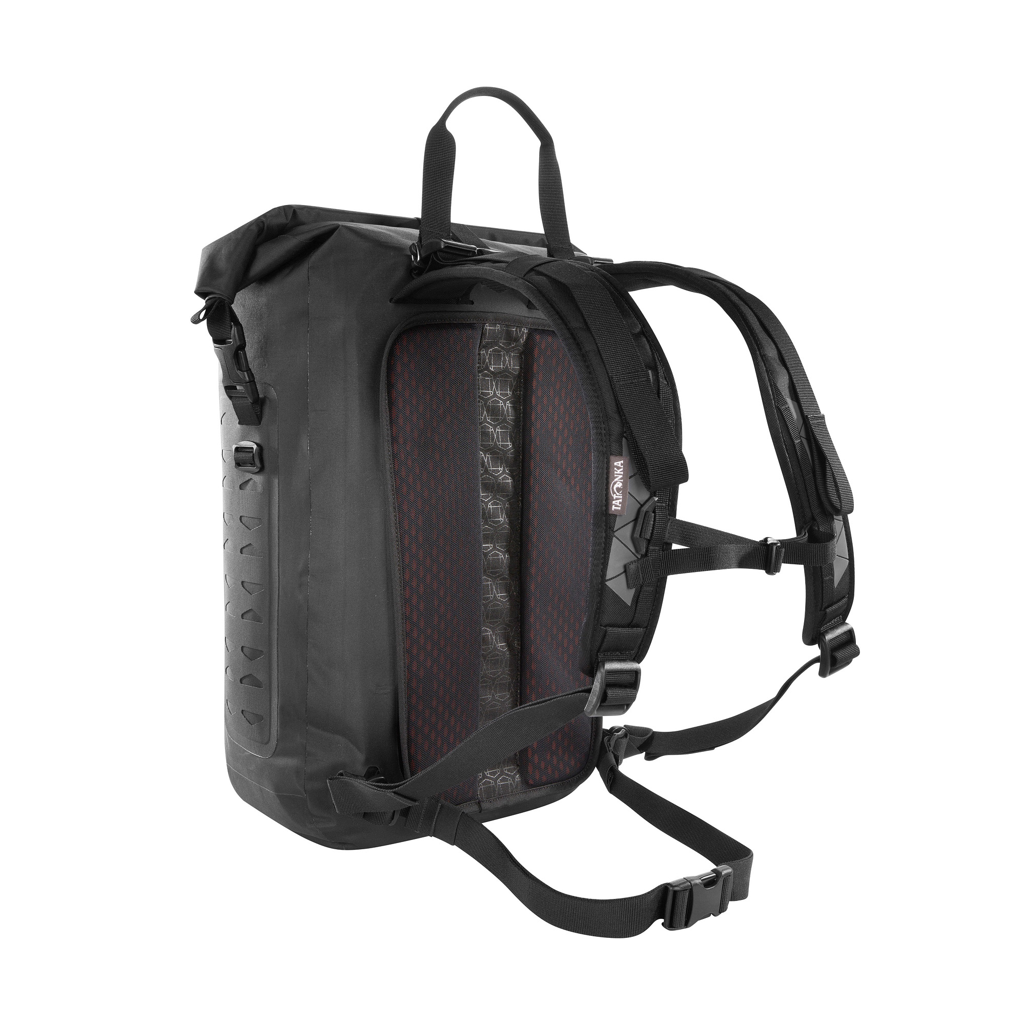 Tasche, Rucksack, Tatonka Commuter Rolltop 30 WP black schwarz Tagesrucksäcke - Ansicht seitlich-hinten