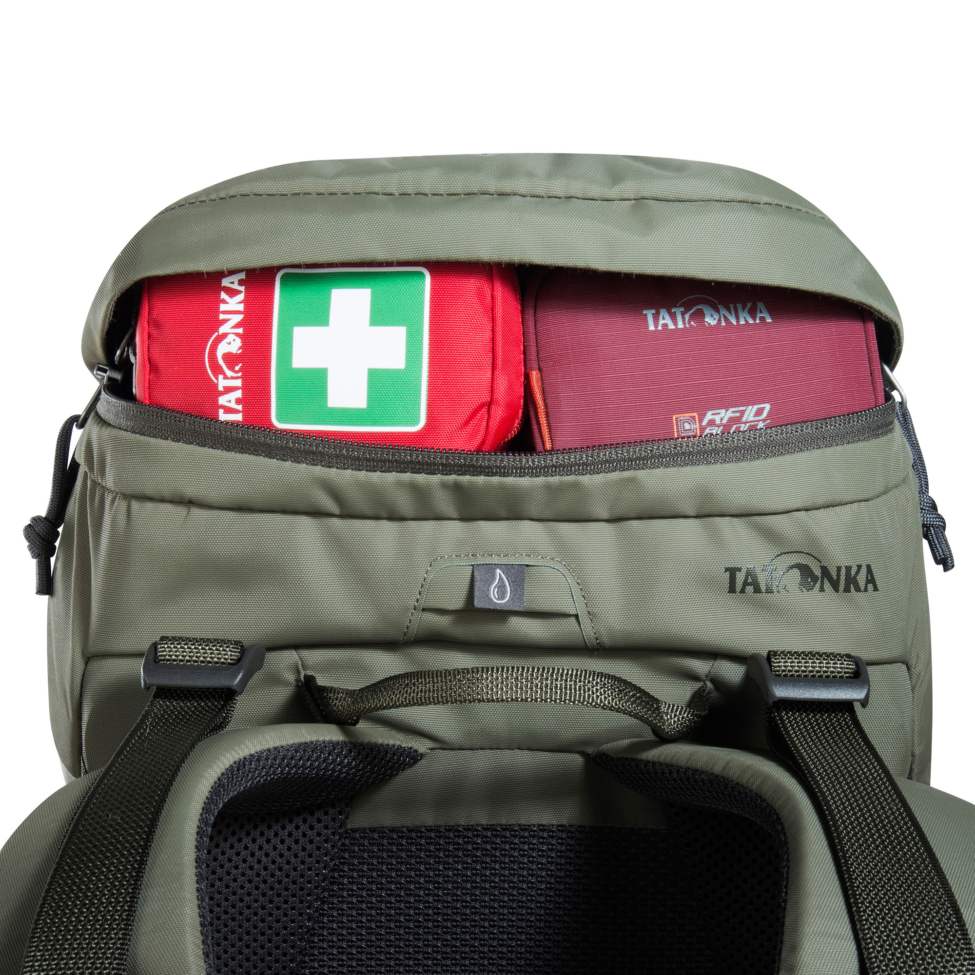 Tatonka Hike Pack 25 Women BC stone grey olive grau Wanderrucksäcke - Detailansicht Erste Hilfe, Tasche, Rucksack, Tatonka Hike Pack 25 Women BC stone grey olive grau Wanderrucksäcke - Detailansicht