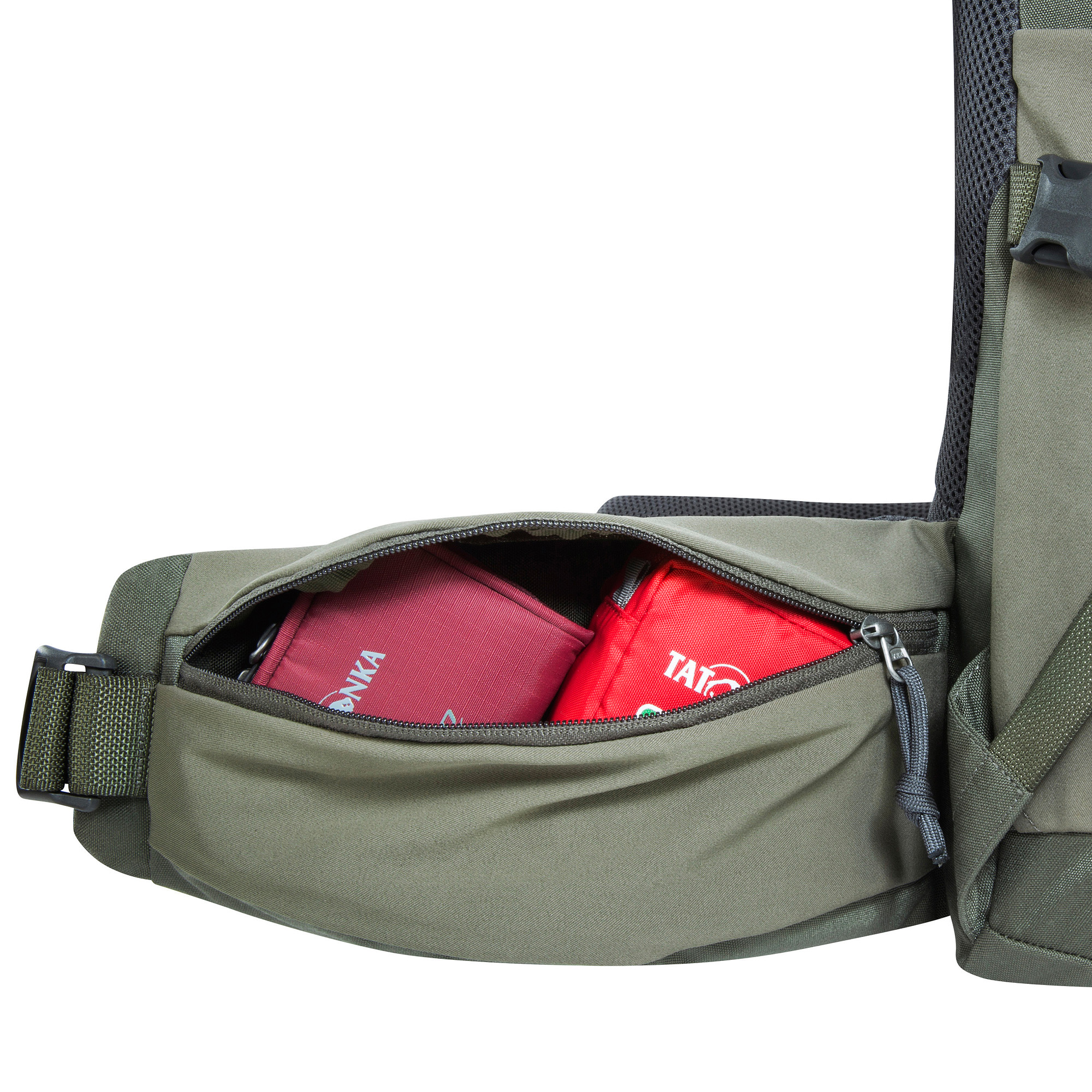 Tatonka Pyrox 40+10 Women BC stone grey olive grau Trekkingrucksäcke - Detailansicht Weste, Tasche, Rettungsweste, Erste Hilfe, Leinwand, Tatonka Pyrox 40+10 Women BC stone grey olive grau Trekkingrucksäcke - Detailansicht