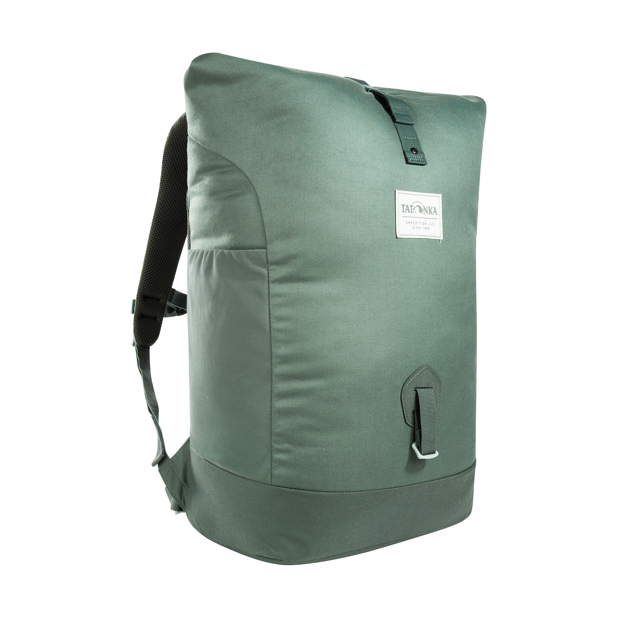 Tatonka Grip Rolltop Pack 34 Kapok sage green grün Tagesrucksäcke - Ansicht seitlich-vorne Tasche, Rucksack, Tatonka Grip Rolltop Pack 34 Kapok sage green grün Tagesrucksäcke - Ansicht seitlich-vorne