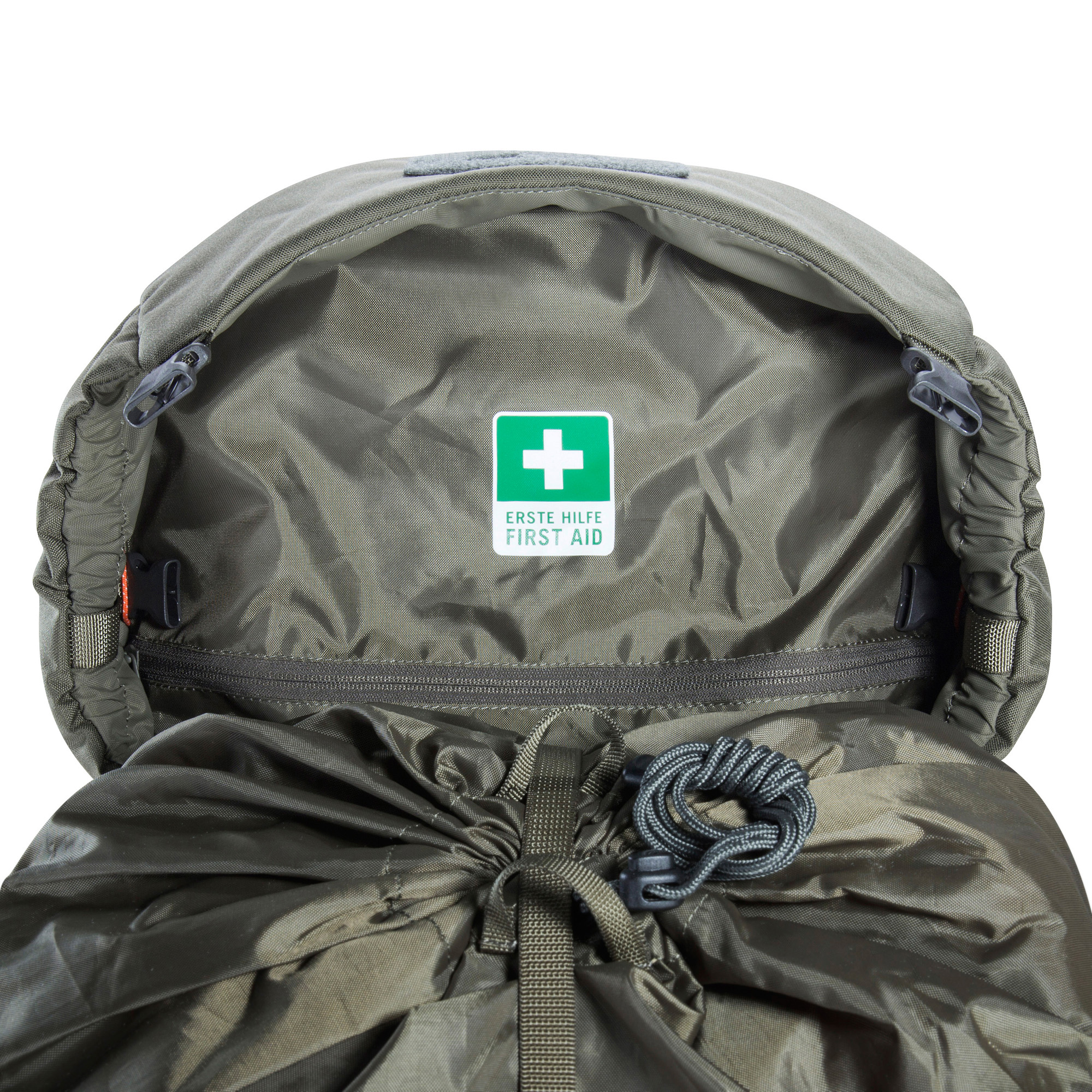 Tasche, Kleidung, Mantel, Erste Hilfe, Rucksack, Tatonka Yukon 60+10 Women BC stone grey olive grau Trekkingrucksäcke - Detailansicht