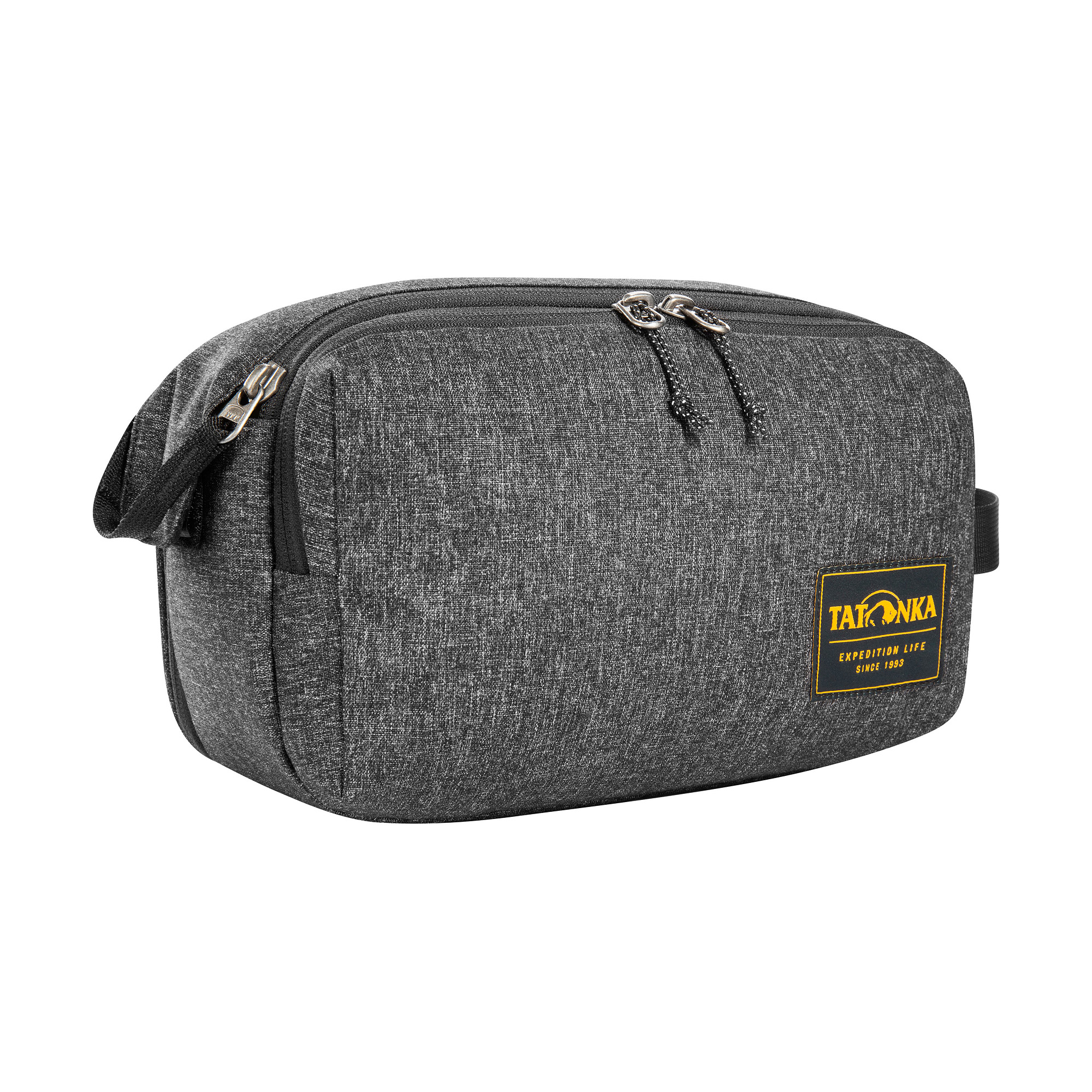 Tatonka Cosmetic Double Zip Pouch black schwarz Kulturbeutel - Ansicht seitlich-vorne Zubehor, Tasche, Handtasche, Tatonka Cosmetic Double Zip Pouch black schwarz Kulturbeutel - Ansicht seitlich-vorne