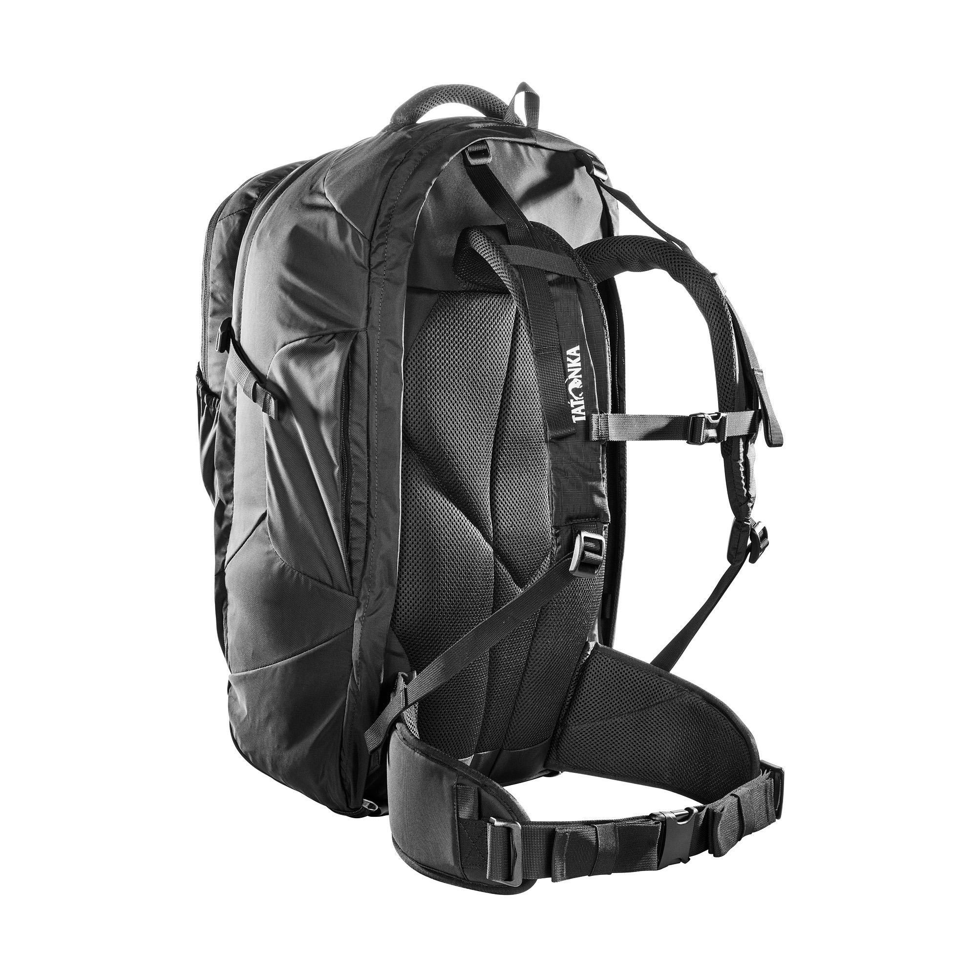 Tatonka Great Escape 50+10 black schwarz Reiserucksäcke - Ansicht seitlich-hinten Tasche, Rucksack, Tatonka Great Escape 50+10 black schwarz Reiserucksäcke - Ansicht seitlich-hinten