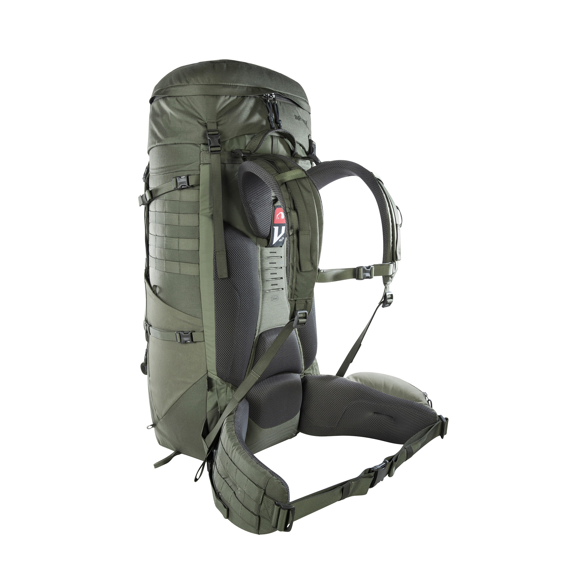 Tasche, Rucksack, Tatonka Yukon 70+10 BC stone grey olive grau Trekkingrucksäcke - Ansicht seitlich-hinten