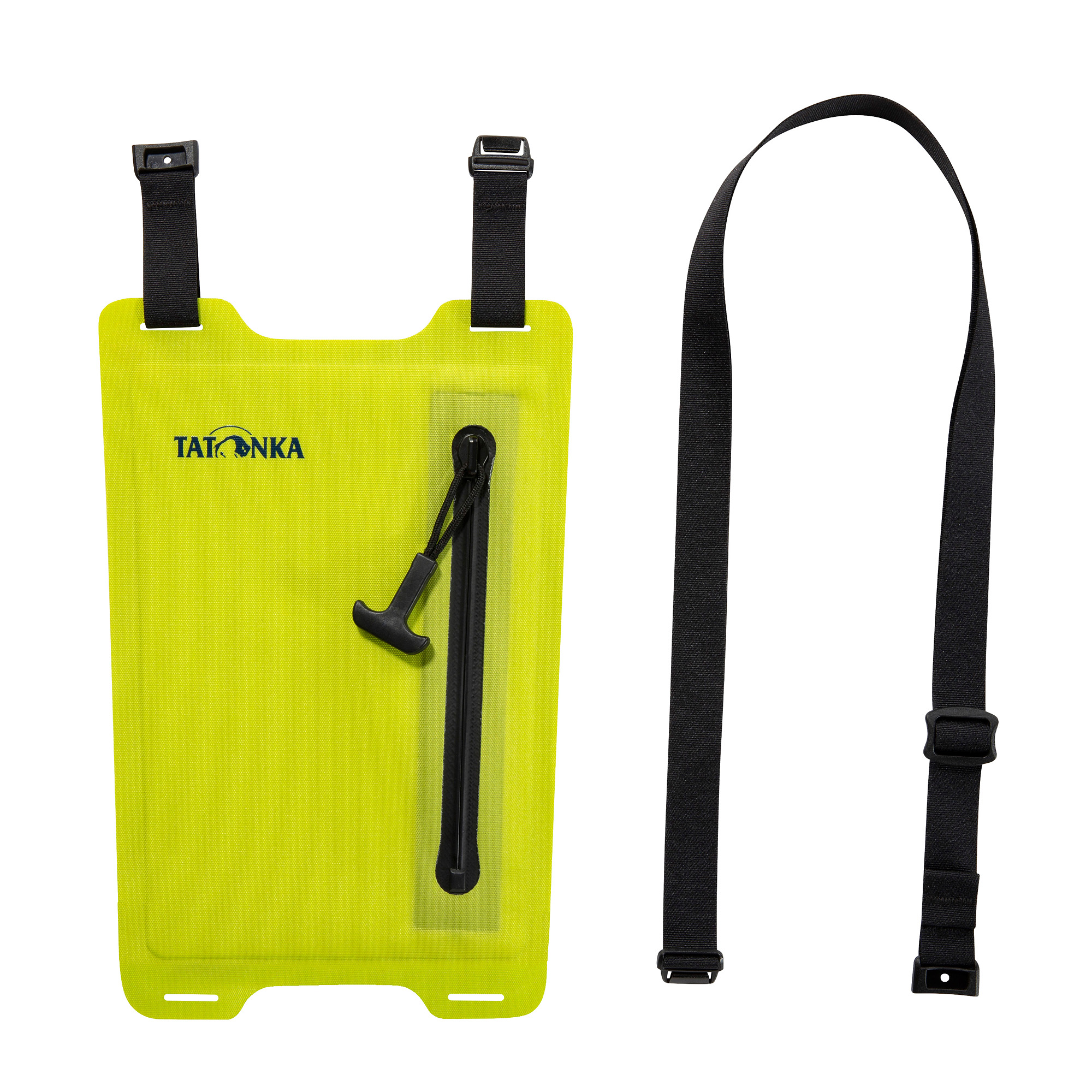Taktische Tasche, Telefonhülle, Sicherheitsgurt, Neon Gelb, Reißverschlussfach, Tatonka WP Zip Neck Pouch M lime gelb - Detailansicht