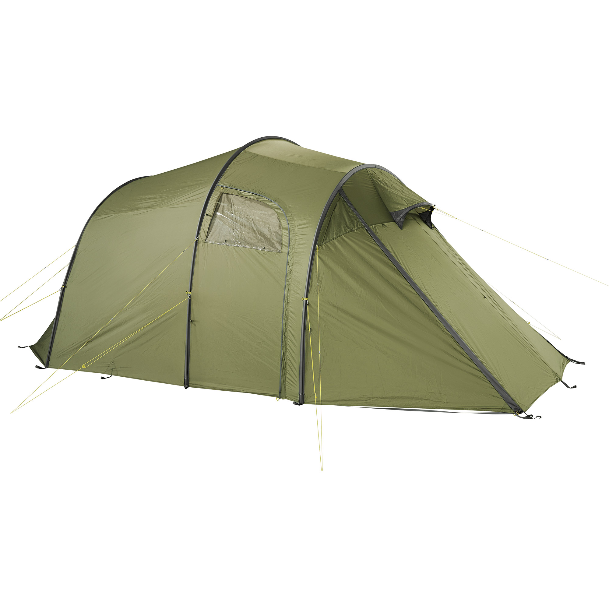 Zelt, Campen, Zelt in den Bergen, Natur, Draußen, Zelt, Campen, Zelt in den Bergen, Natur, Draußen, Zelt, Campen, Zelt in den Bergen, Natur, Draußen, Tatonka Family Camp light olive grün 3-Personen-Zelte - Ansicht seitlich-vorne