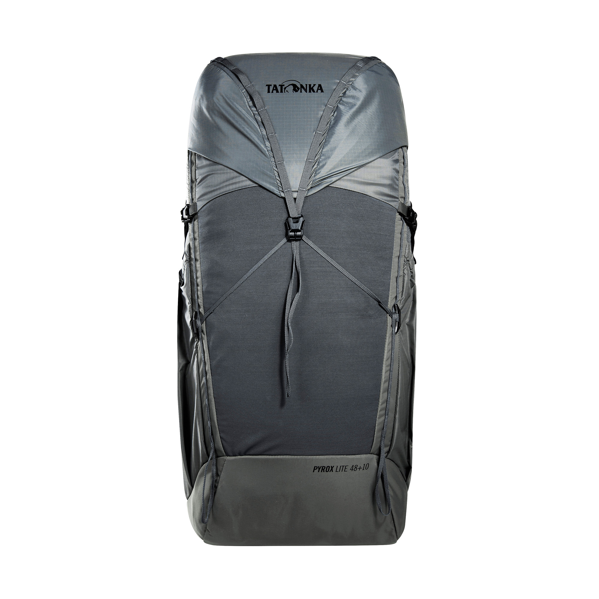 Rucksack, Backpack, Grauer Rucksack, Kletterrucksack, Pyrox Lite 48+10, Tatonka Pyrox Lite 48+10 titan grey grau - Ansicht frontal-vorne