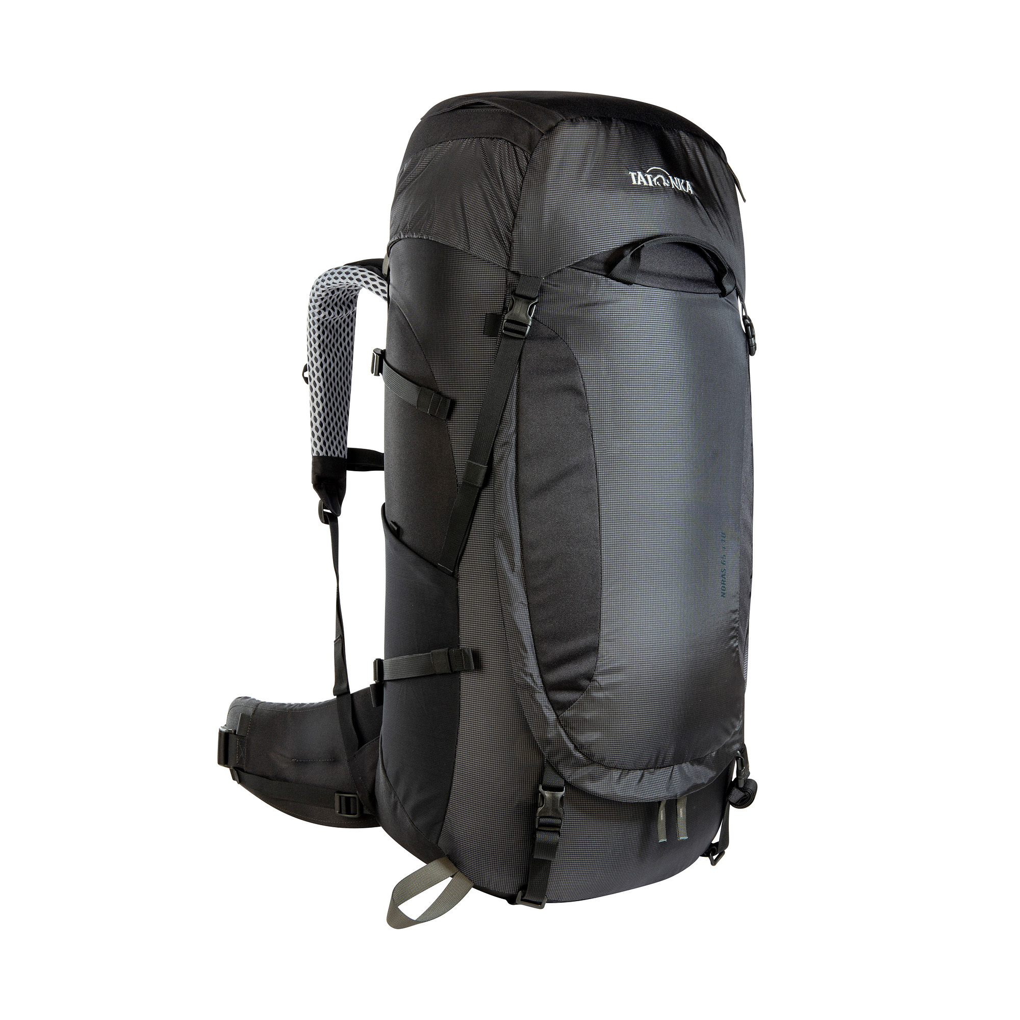 Tatonka Noras 65+10 black schwarz Trekkingrucksäcke - Ansicht seitlich-vorne Tasche, Rucksack, Tatonka Noras 65+10 black schwarz Trekkingrucksäcke - Ansicht seitlich-vorne