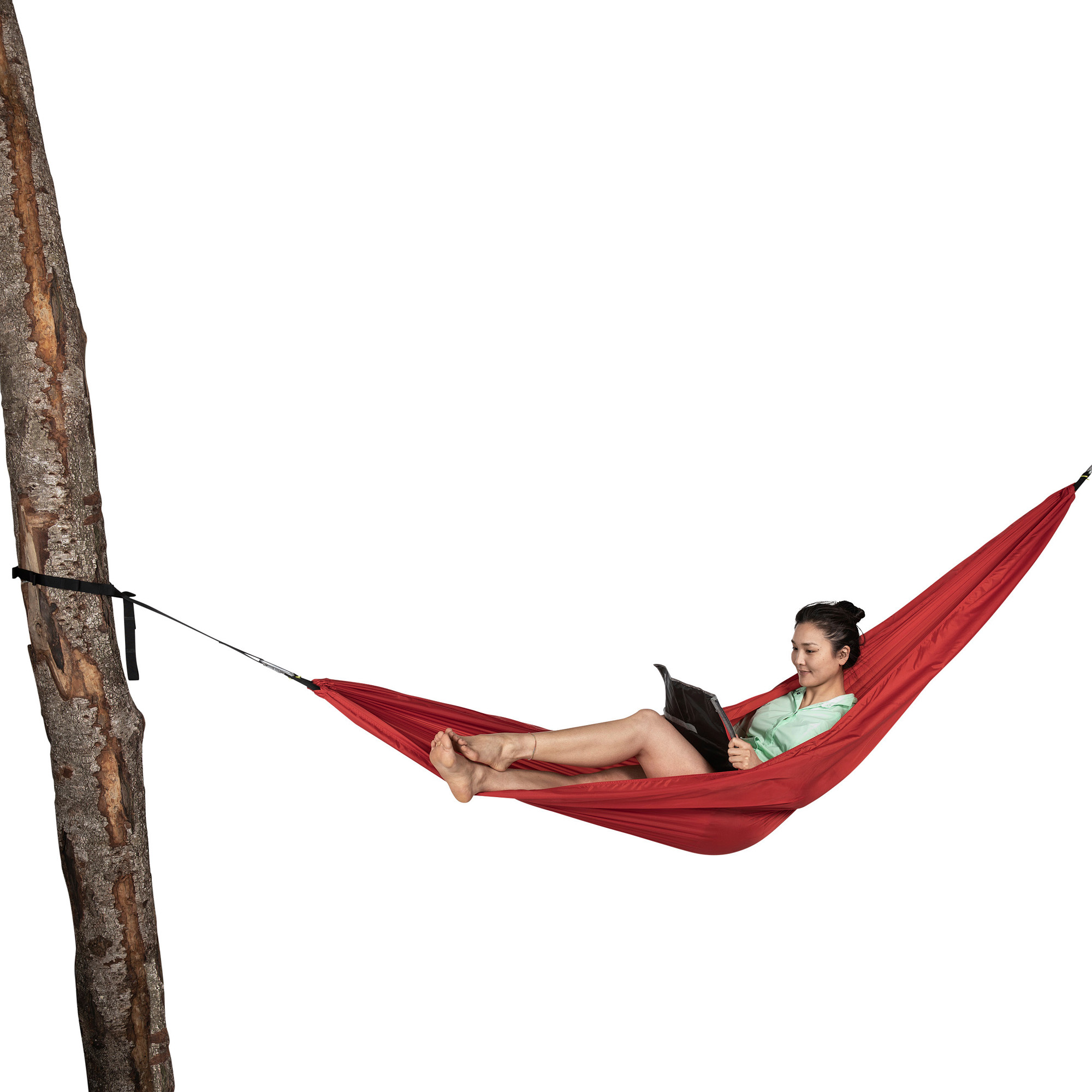 Tatonka Hammock Single red rot Reisezubehör - Ansicht seitlich-vorne Moebel, Hängematte, Erwachsener, Person, Frau, Tatonka Hammock Single red rot Reisezubehör - Ansicht seitlich-vorne