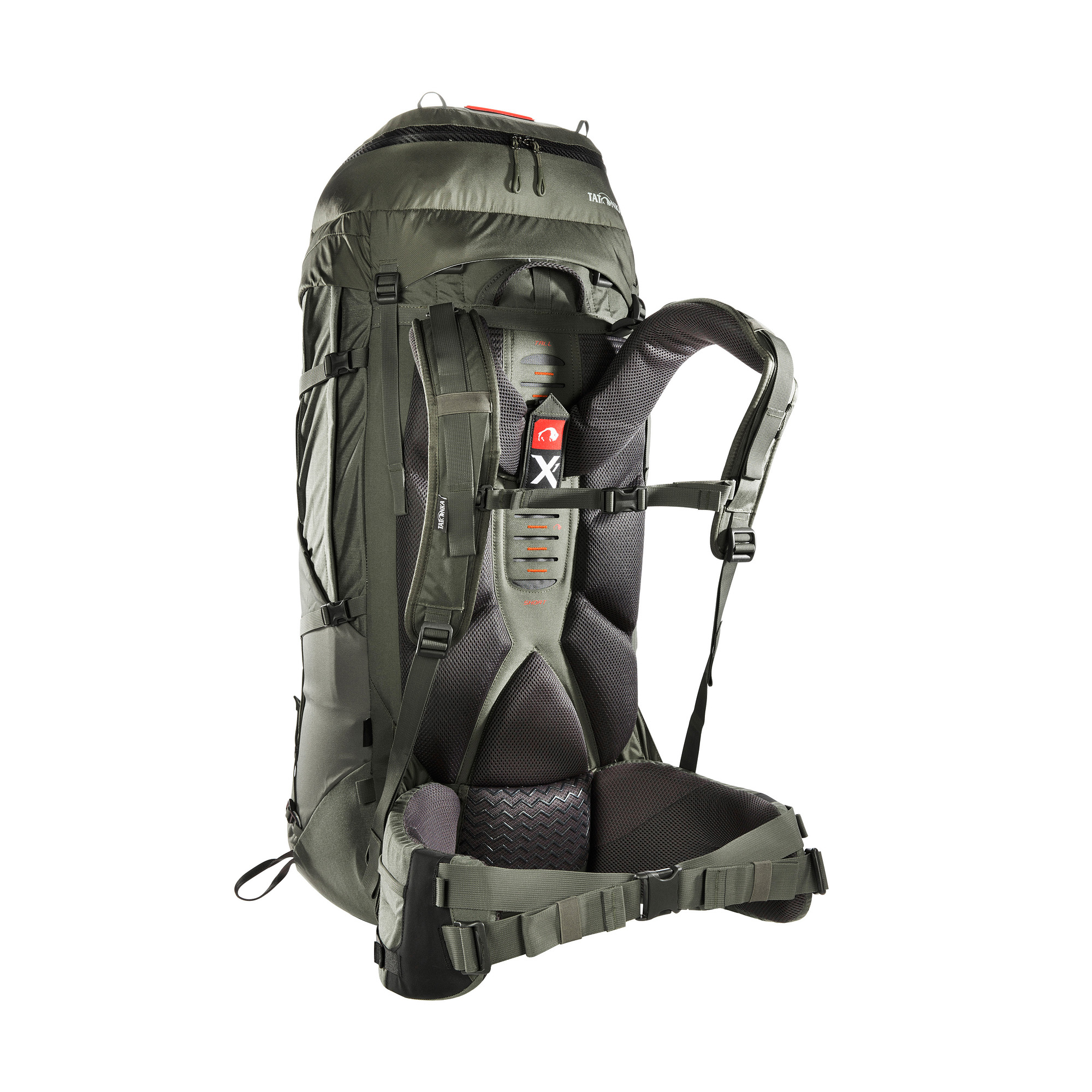 Tatonka Yukon X1 85+10 stone grey olive grau Trekkingrucksäcke - Ansicht seitlich-hinten Tasche, Rucksack, Tatonka Yukon X1 85+10 stone grey olive grau Trekkingrucksäcke - Ansicht seitlich-hinten