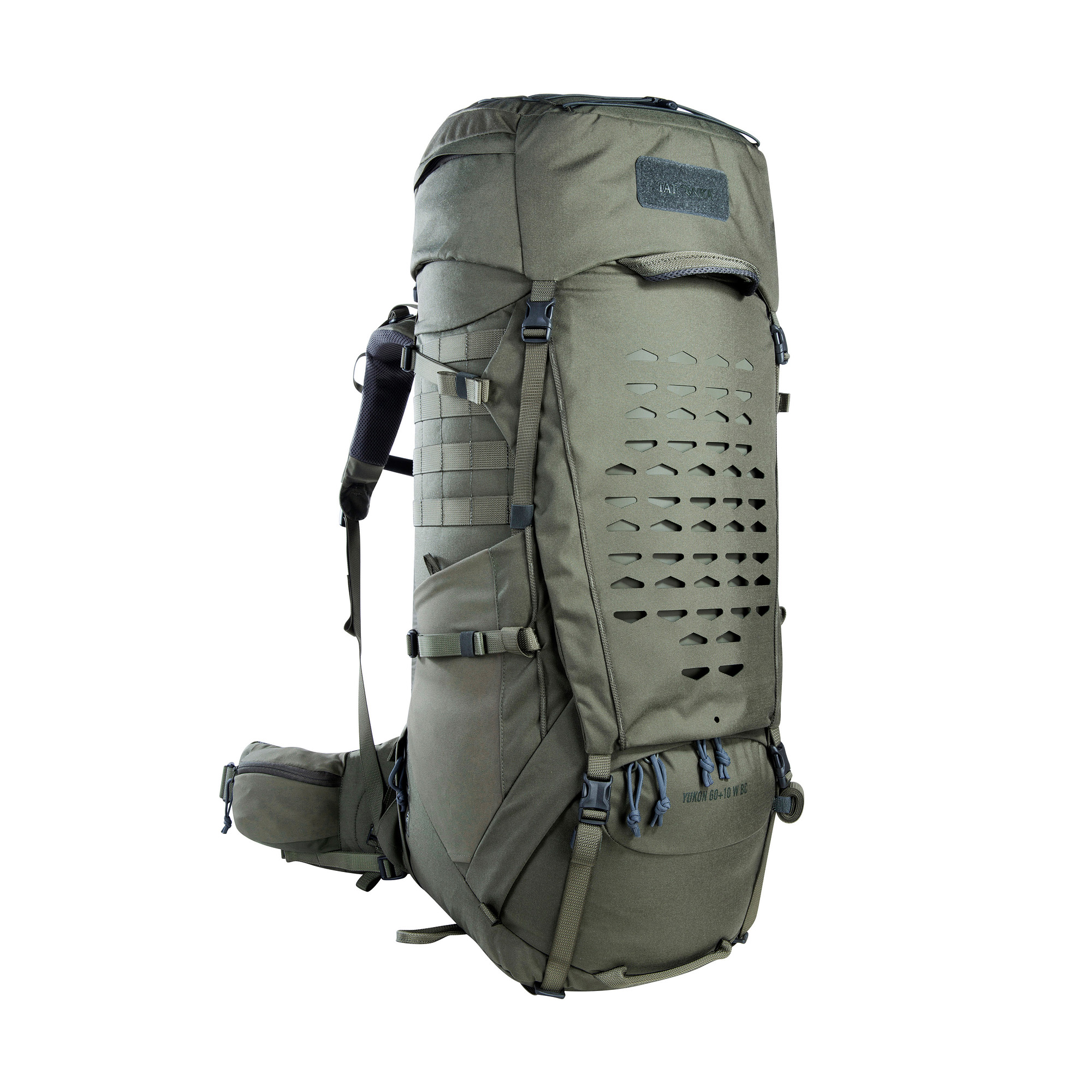 Tasche, Rucksack, Tatonka Yukon 60+10 Women BC stone grey olive grau Trekkingrucksäcke - Ansicht seitlich-vorne