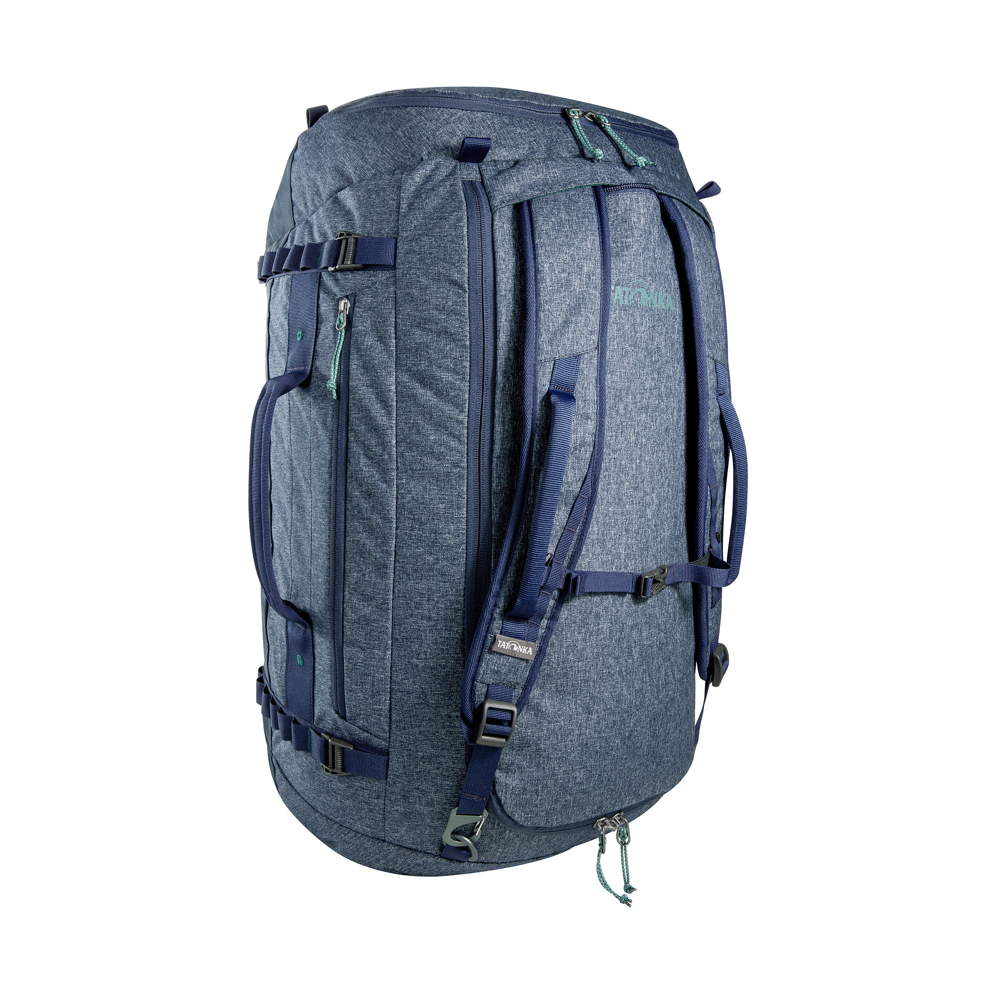 Rucksack, Rucksack, Navyblau, Mehrere Taschen, gepufferte Schultergurte, Tatonka Duffle Bag 65 navy blue blau Reisetaschen - Ansicht seitlich-vorne