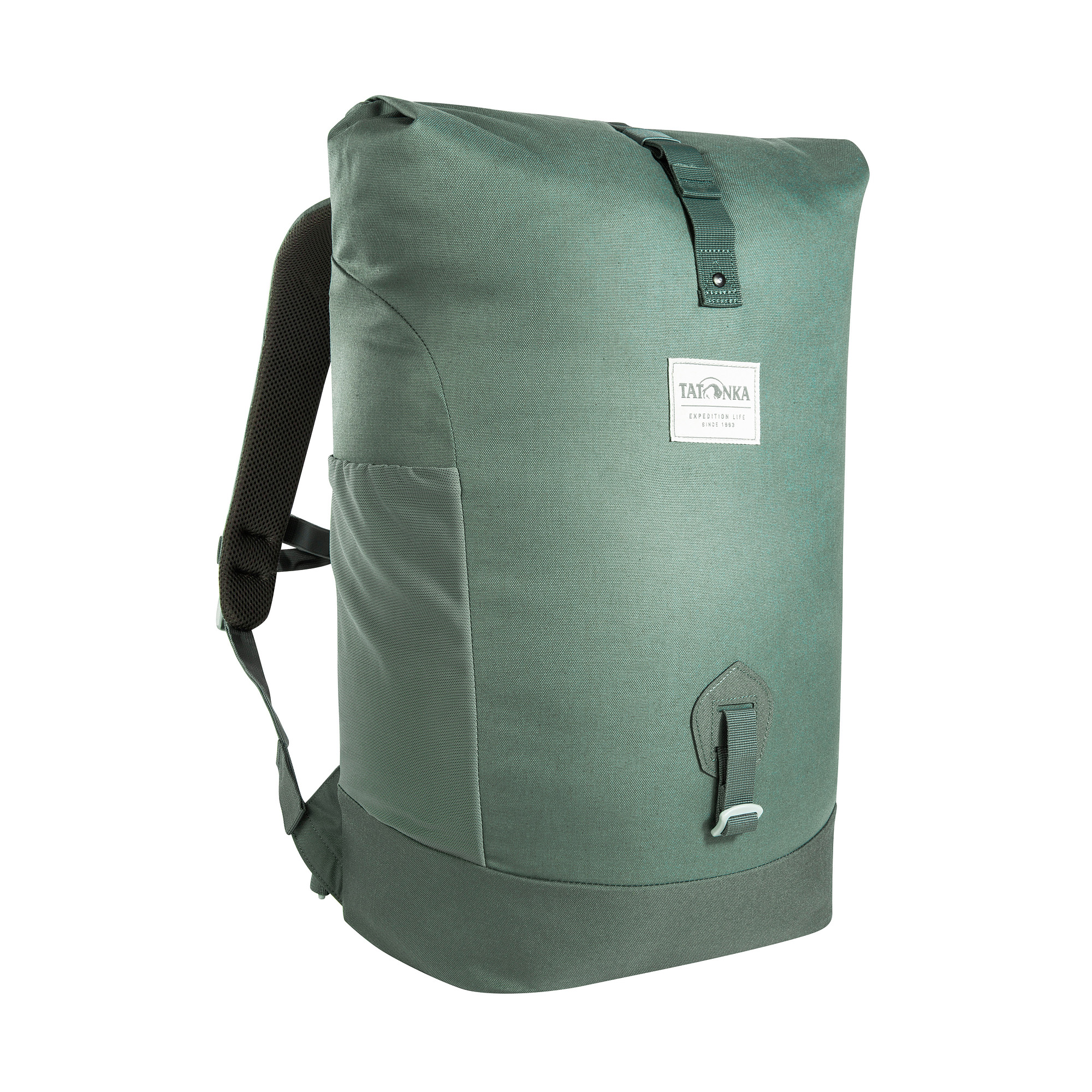 Tatonka Grip Rolltop Pack 25 Kapok sage green grün Tagesrucksäcke - Ansicht seitlich-vorne Tasche, Rucksack, Tatonka Grip Rolltop Pack 25 Kapok sage green grün Tagesrucksäcke - Ansicht seitlich-vorne