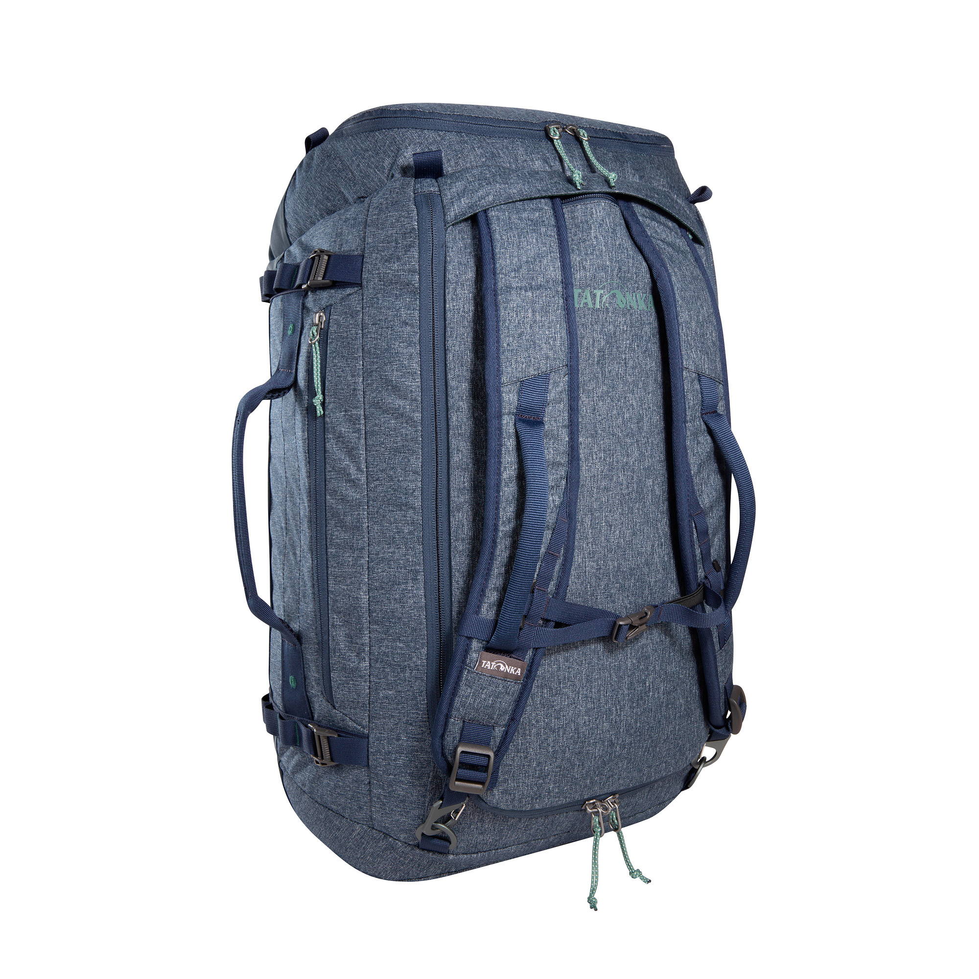 Rucksack, Backpack, Reisetasche, Trekkingrucksack, Frontzugang, Tatonka Duffle Bag 45 navy blue blau Reisetaschen - Ansicht seitlich-vorne