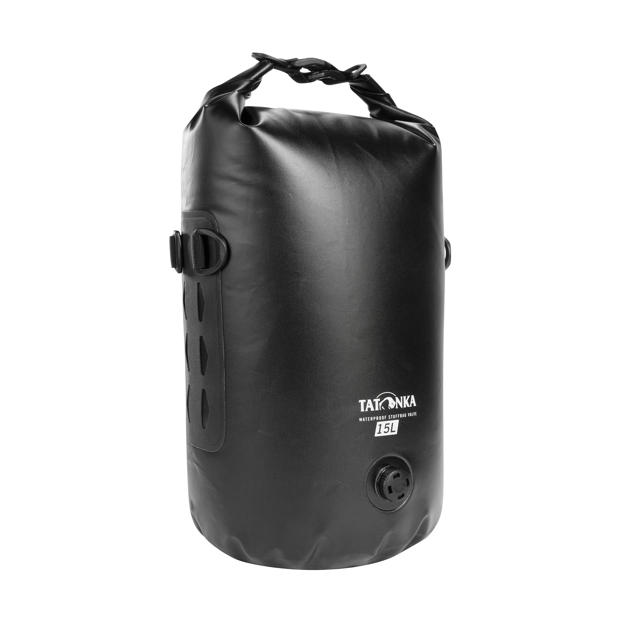 Tatonka WP Stuffbag Valve 15l black schwarz Reisezubehör - Ansicht seitlich-vorne Tasche, Zubehör, Handtasche, Tatonka WP Stuffbag Valve 15l black schwarz Reisezubehör - Ansicht seitlich-vorne