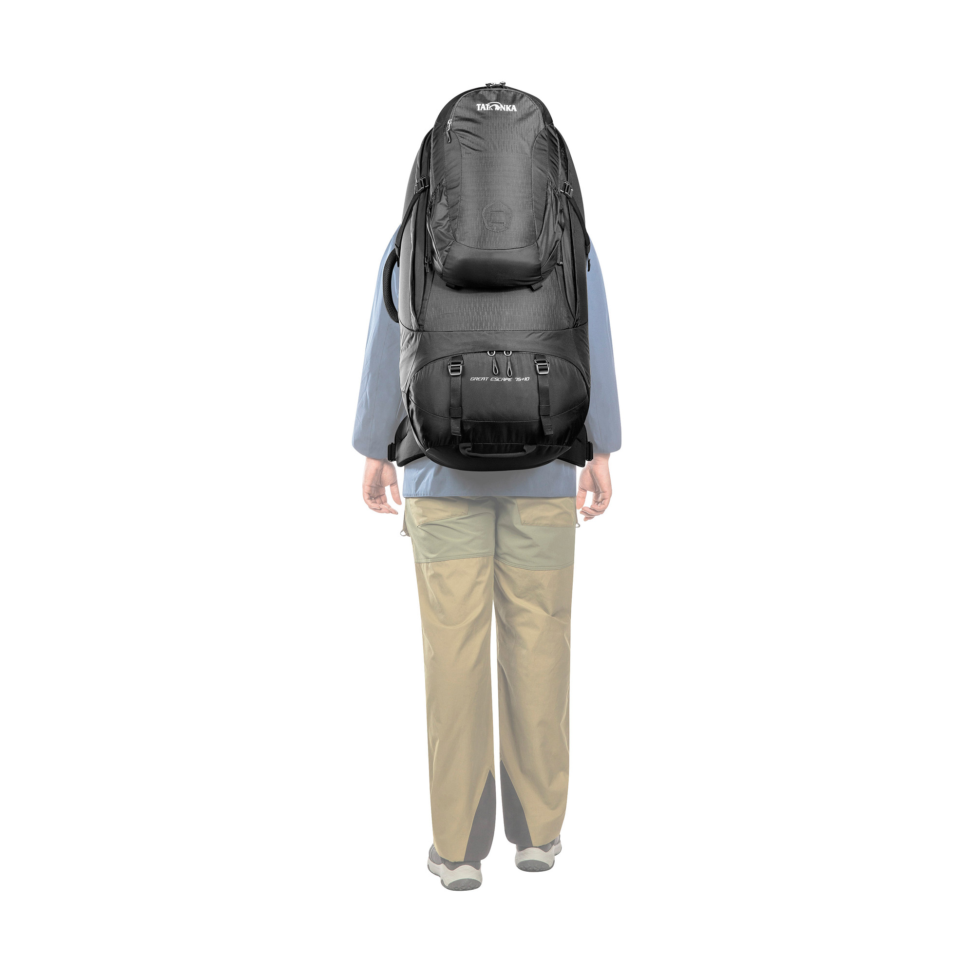 Tatonka Great Escape 75+10 black schwarz Reiserucksäcke - Detailansicht Tasche, Rucksack, Erwachsener, Mann, Person, Tatonka Great Escape 75+10 black schwarz Reiserucksäcke - Detailansicht