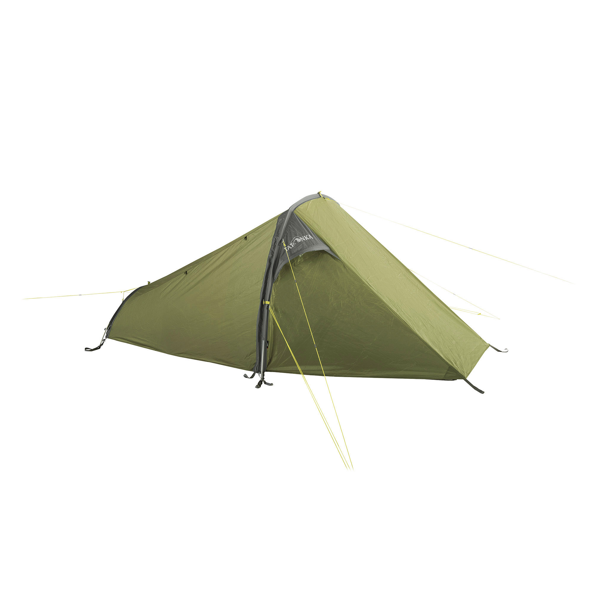 Zelt, Campen, Zelt in den Bergen, Natur, Draußen, Zelt, Campen, Zelt in den Bergen, Natur, Draußen, Zelt, Campen, Zelt in den Bergen, Natur, Draußen, Tatonka Koli light olive grün 1-Personen-Zelte - Ansicht seitlich-vorne