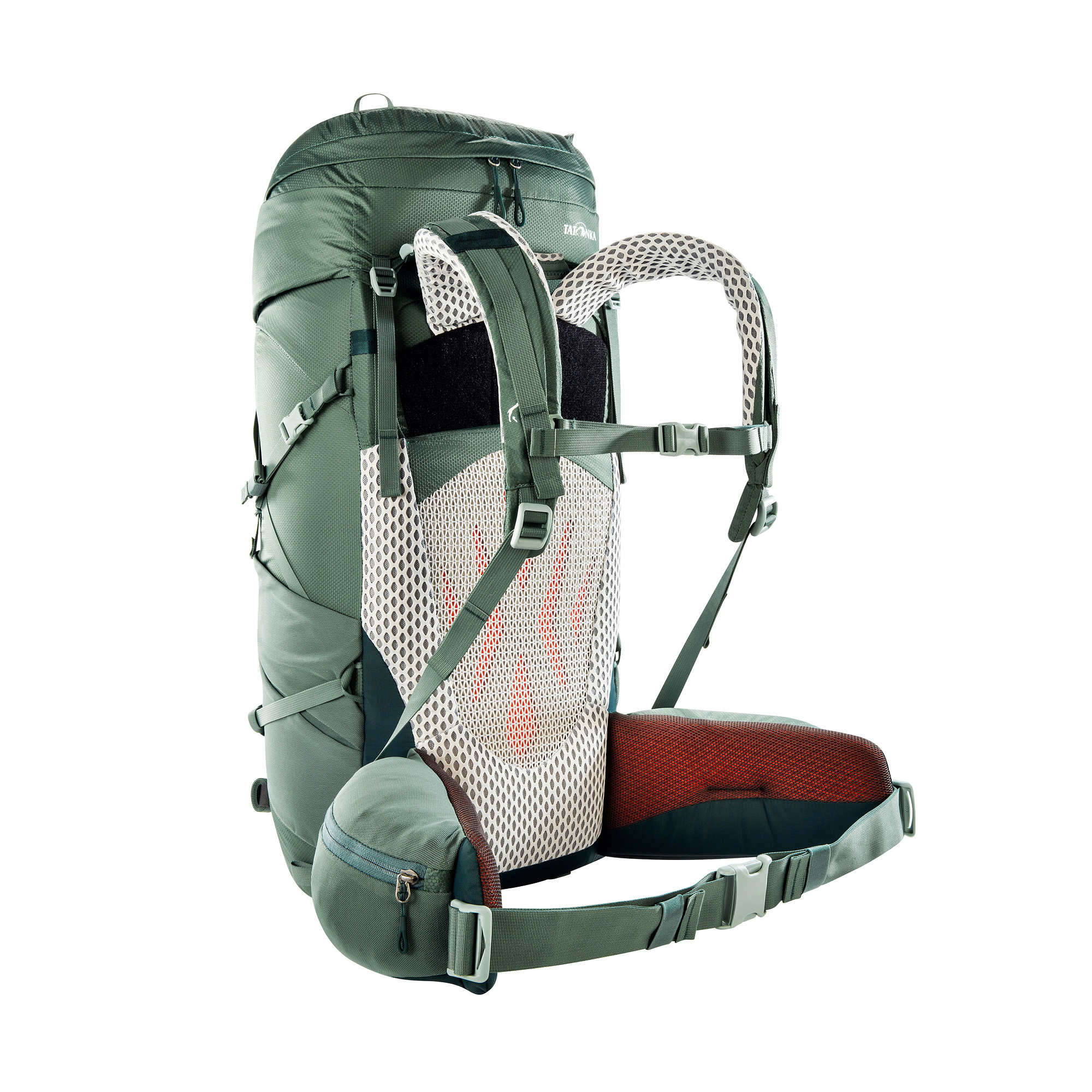 Tatonka Pyrox 40+10 Women sage green grün Trekkingrucksäcke - Ansicht seitlich-hinten Tasche, Rucksack, Tatonka Pyrox 40+10 Women sage green grün Trekkingrucksäcke - Ansicht seitlich-hinten