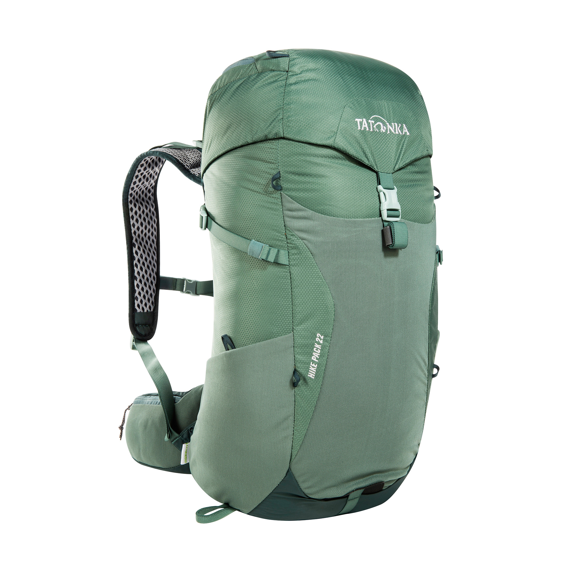 Tatonka Hike Pack 22 sage green grün Wanderrucksäcke - Ansicht seitlich-vorne Tasche, Rucksack, Tatonka Hike Pack 22 sage green grün Wanderrucksäcke - Ansicht seitlich-vorne