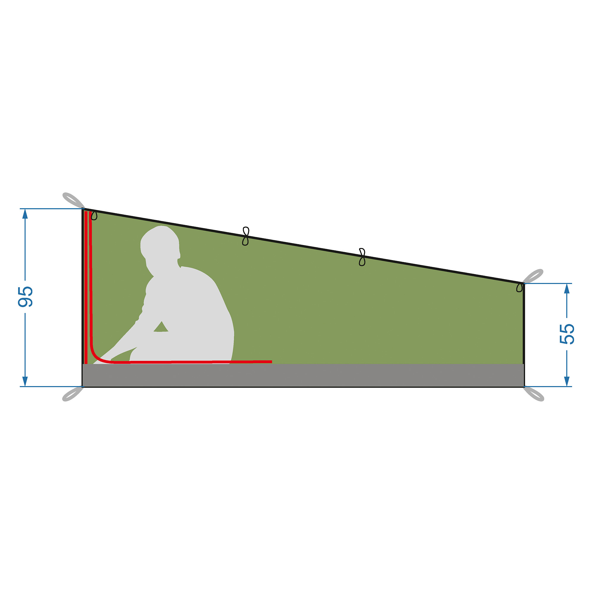 Diagramm, Handlung, Person, Elektronik, Bildschirm, Tatonka Single Mesh Tent olive grün 1-Personen-Zelte - Detailansicht
