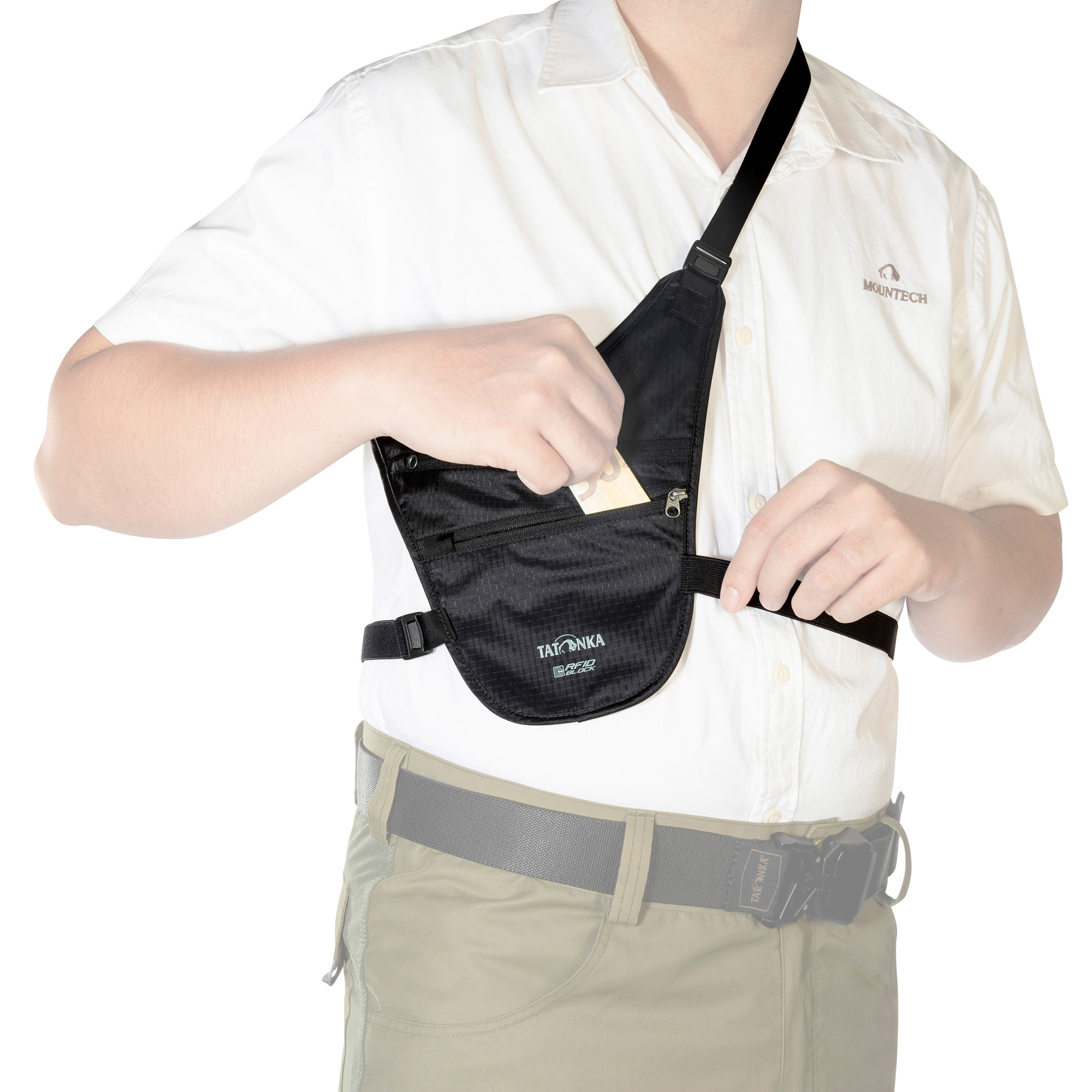 Zubehor, Formelle Kleidung, Krawatte, Tasche, Handtasche, Tatonka Skin Chest Holster RFID Block black schwarz Geldbeutel - Detailansicht