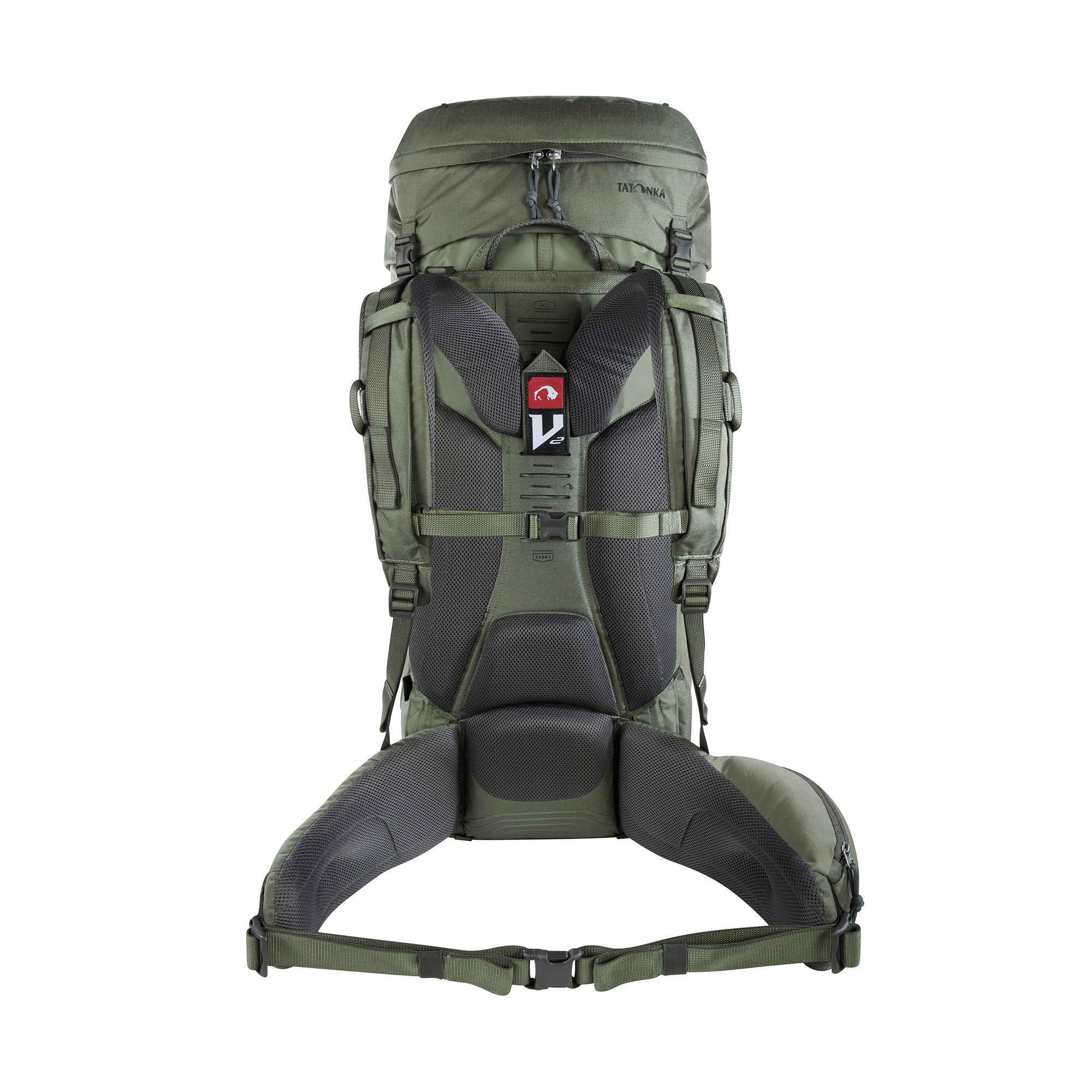 Tasche, Rucksack, Tatonka Yukon 70+10 BC stone grey olive grau Trekkingrucksäcke - Ansicht frontal-hinten
