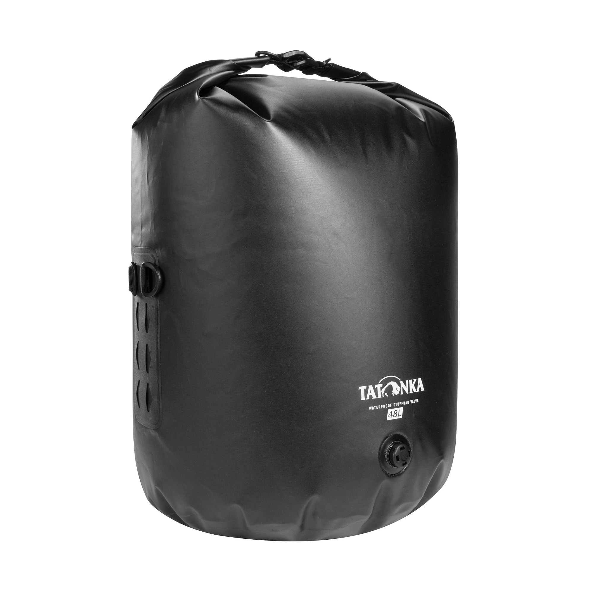 Tatonka WP Stuffbag Valve 48l black schwarz Reisezubehör - Ansicht seitlich-vorne Tasche, Tatonka WP Stuffbag Valve 48l black schwarz Reisezubehör - Ansicht seitlich-vorne
