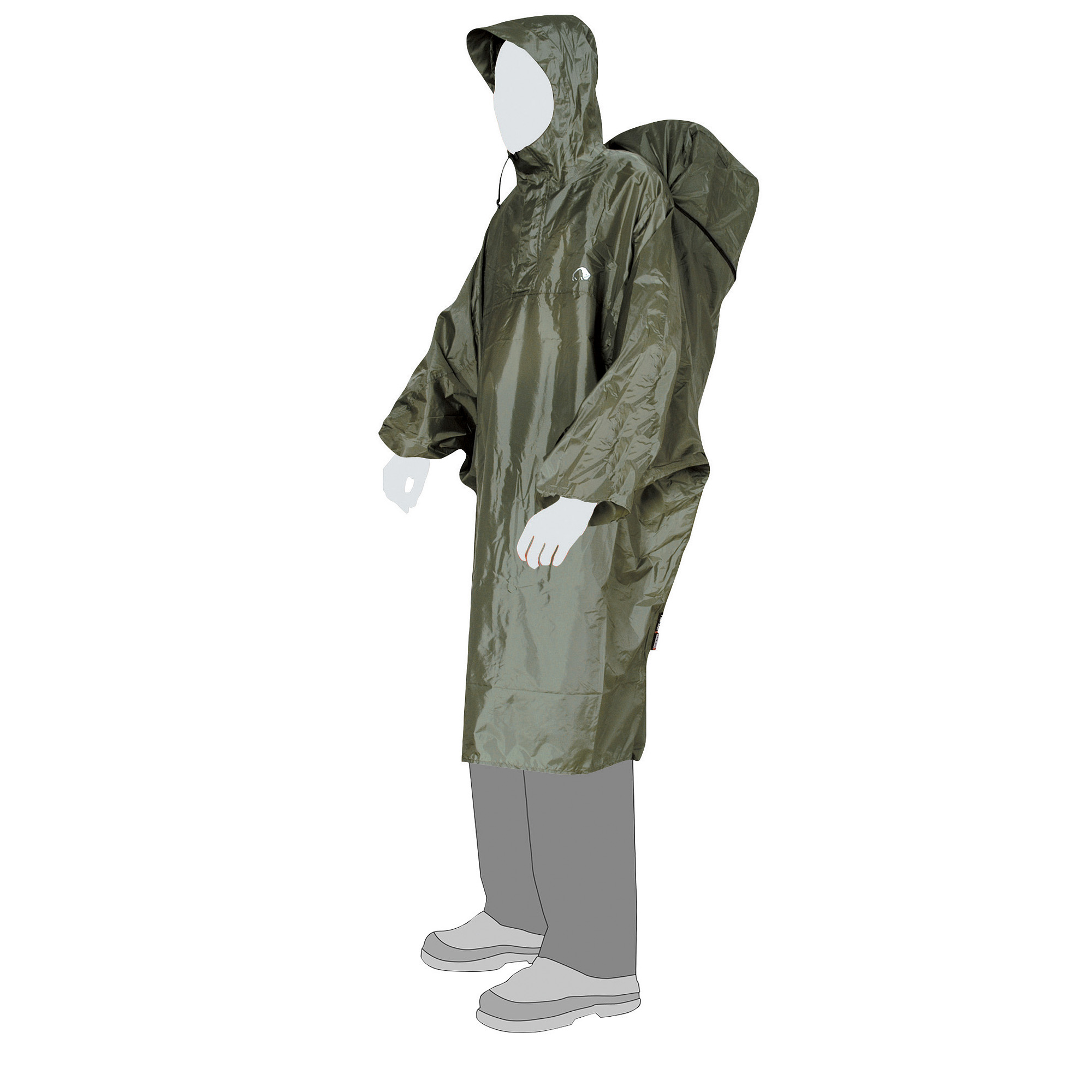Tatonka Cape XS cub grün Rucksack-Zubehör - Ansicht seitlich-vorne Bekleidung, Mantel, Person, Regenmantel, Tatonka Cape XS cub grün Rucksack-Zubehör - Ansicht seitlich-vorne