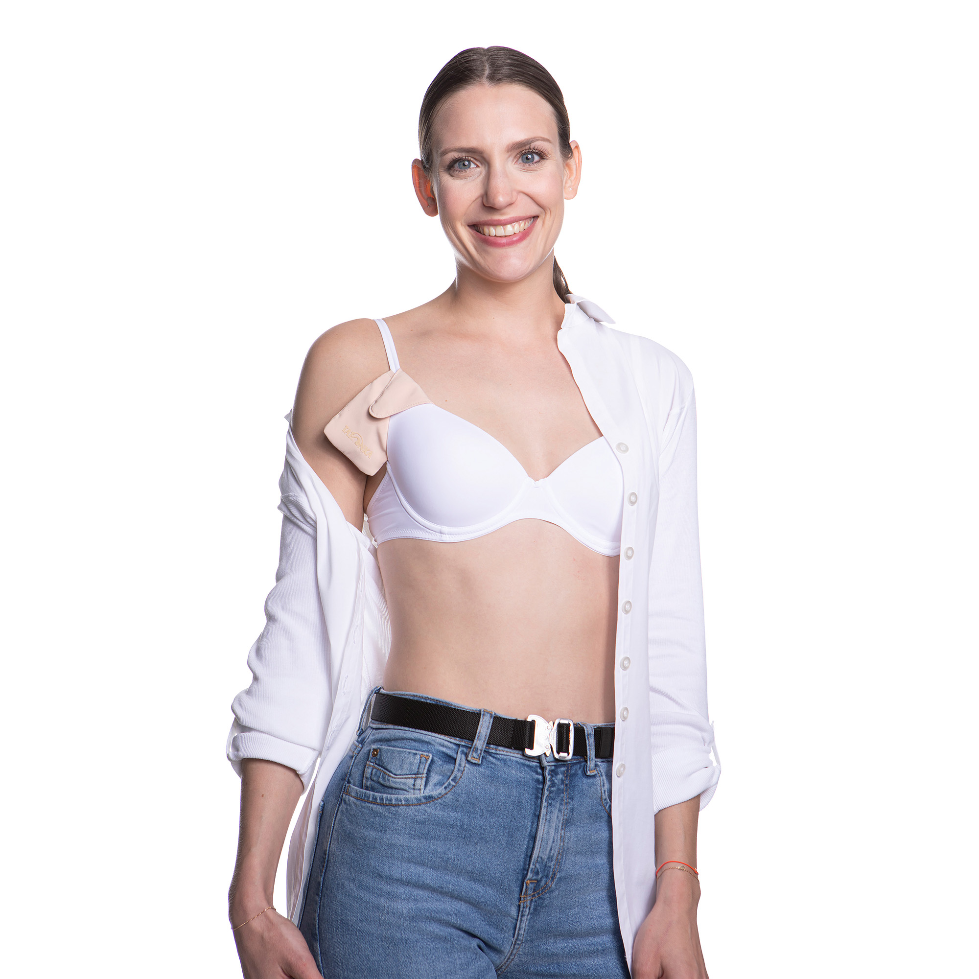 Tatonka Soft Bra Pocket nude rot Brustbeutel - Detailansicht BH, Dessous, Unterwäsche, Hemd, Person, Tatonka Soft Bra Pocket nude rot Brustbeutel - Detailansicht