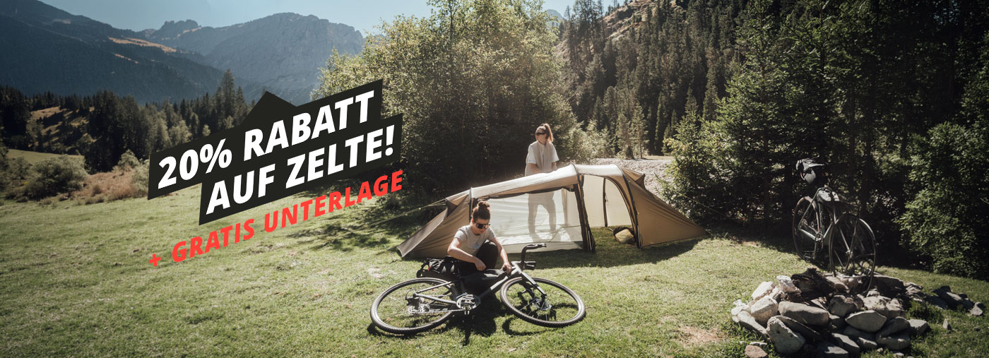 camping, tents, camping gear, fahrrad, outdoor scene, Die Tatonka-Zeltaktion: 20% Rabatt auf Zelte. Die passende Zeltunterlage gibt es gratis dazu - Jetzt kaufen!