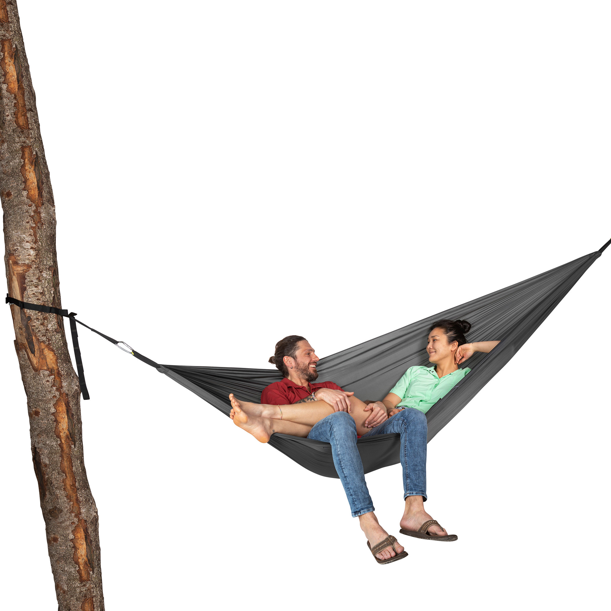 Tatonka Hammock Double titan grey grau Reisezubehör - Ansicht seitlich-vorne Moebel, Hängematte, Erwachsener, Mann, Person, Tatonka Hammock Double titan grey grau Reisezubehör - Ansicht seitlich-vorne