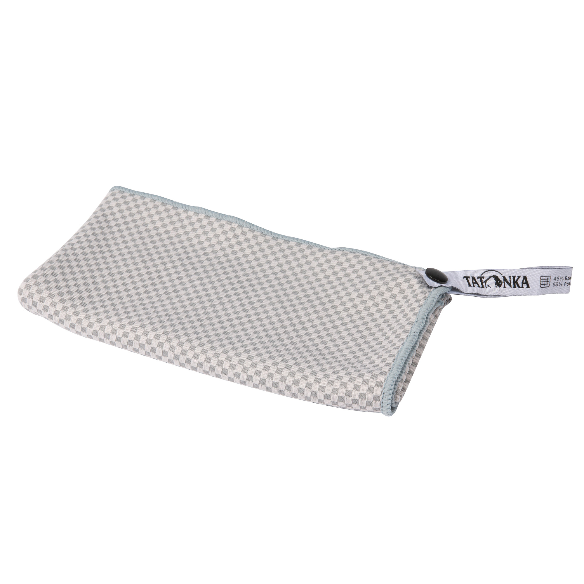 Tatonka Travel Towel Bamboo S grey grau Reisezubehör - Ansicht seitlich-vorne Zubehor, Tatonka Travel Towel Bamboo S grey grau Reisezubehör - Ansicht seitlich-vorne
